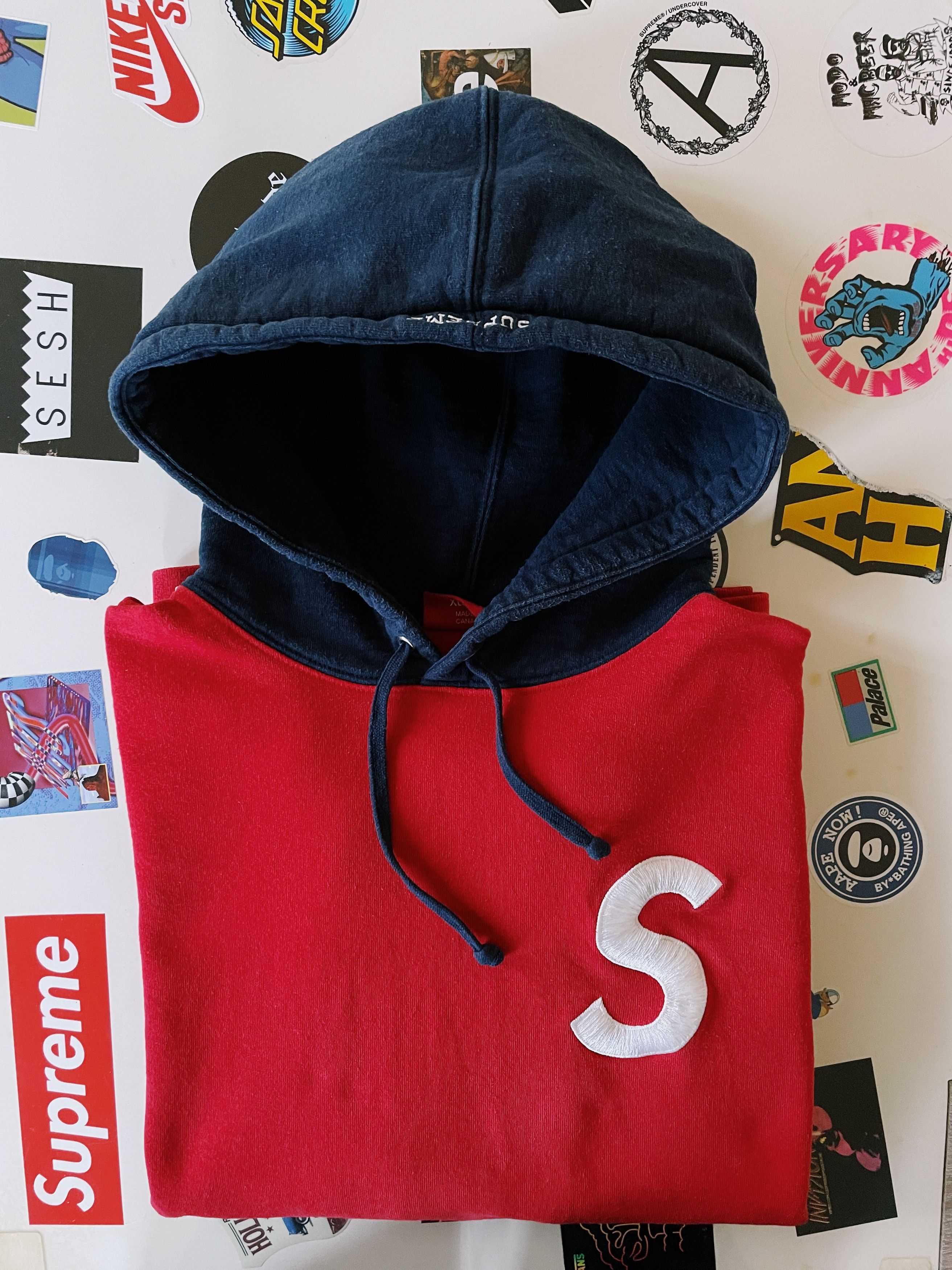 Supreme Supreme S Logo Colorblocked Hoodie Grey / Red / Green ...