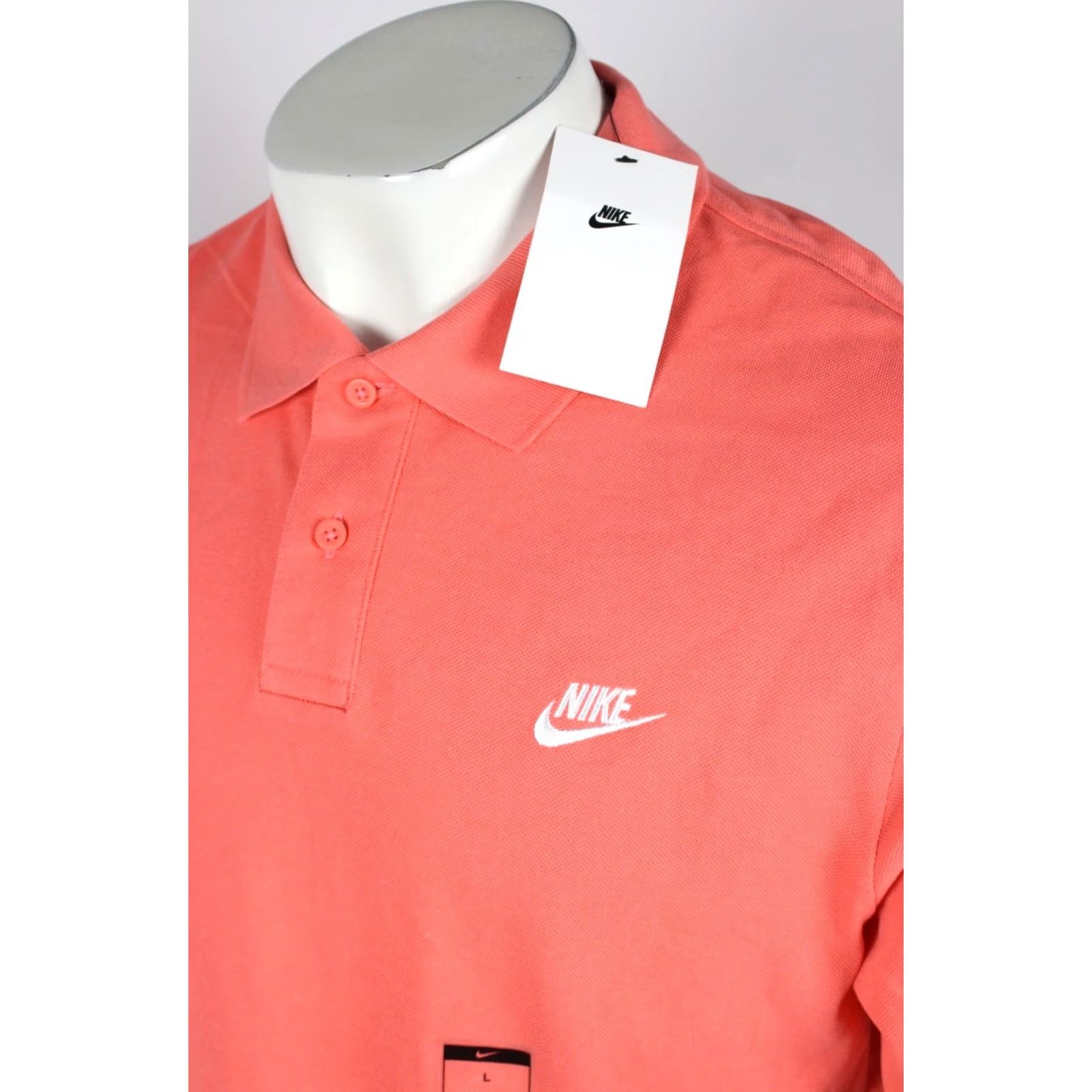 Nike Nike Club Polo Shirt Men Short Sleeve Large Coral Pink 100% Cotton Regular Fit Button Collared Golf Nike Mens Size US L / EU 52-54 / 3 - 3 Thumbnail