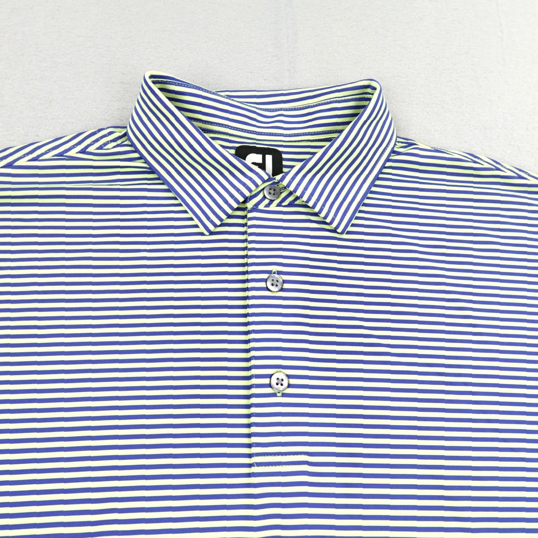 Footjoy FootJoy Polo Shirt Mens 2XL Short Sleeve Golf Breathable Moisture Wicking Blue Green Stripes San Gabriel Club Mens Size US XXL / EU 58 / 5 - 2 Thumbnail