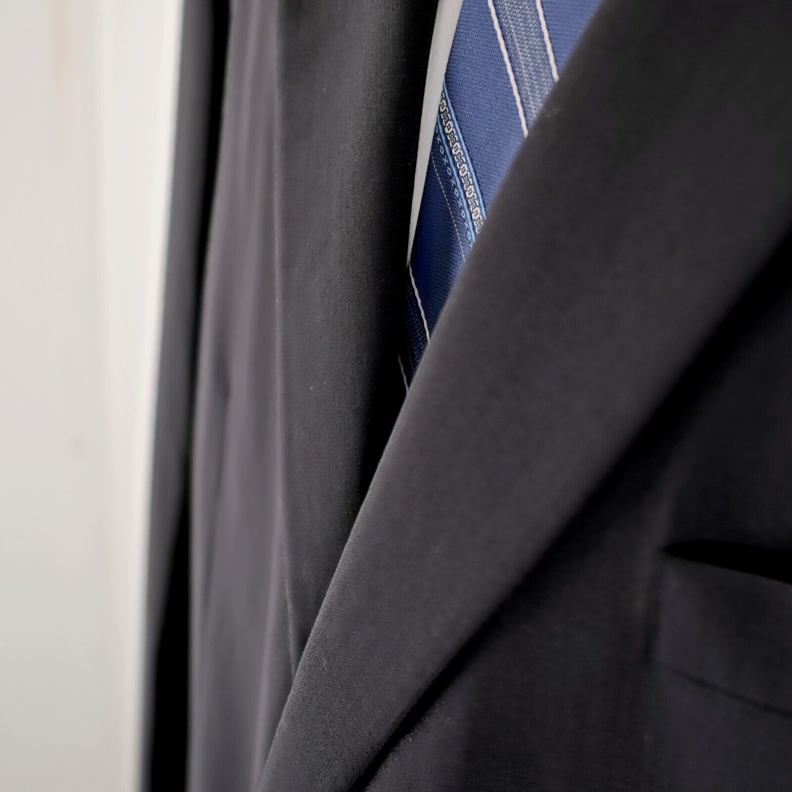 Pronto Uomo Pronto Uomo Comfort Stretch Worsted Wool Black 2 Button Suit Size 48L - 3 Thumbnail