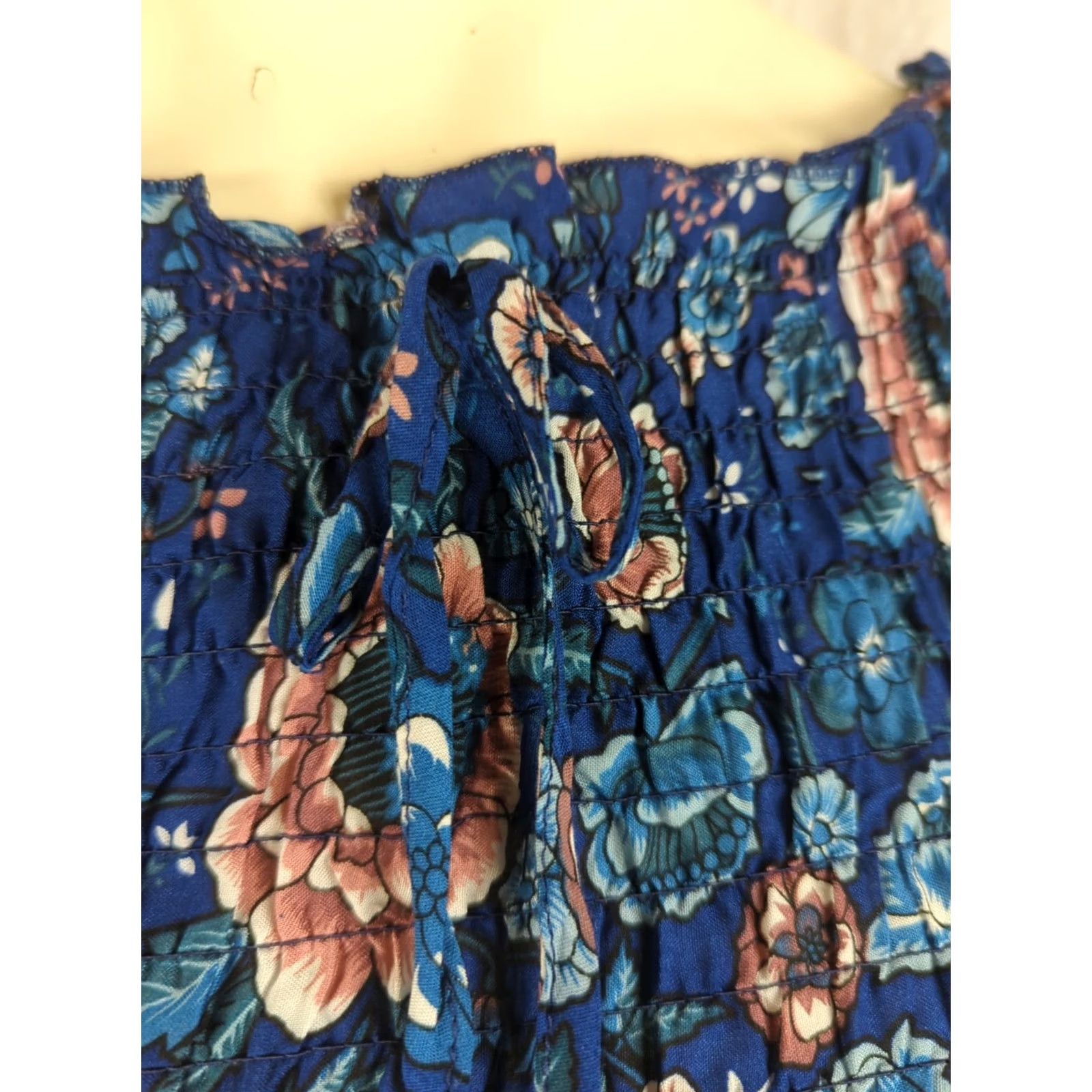 Vintage Kindred Maxi Dress S Blue Floral Smocked Puff Sleeve Square Neck Pulloverempire Waist Boho 60s 70s 80s 90s Beach Holiday Wedding Spring Summer Women Size S / US 4 / IT 40 - 3 Thumbnail