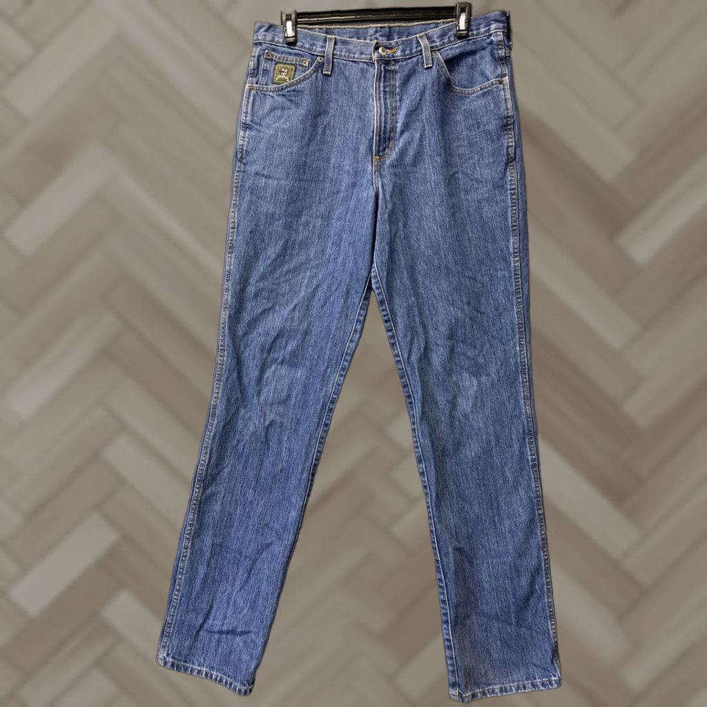 Denime Cinch Jeans Men Straight 36x38 Blue Denim Medium Wash Regular 5-Pocket Rise Mid Button Zip Pocketed Mens Clothing Category: Jeans Size US 36 / EU 52 - 1 Thumbnail