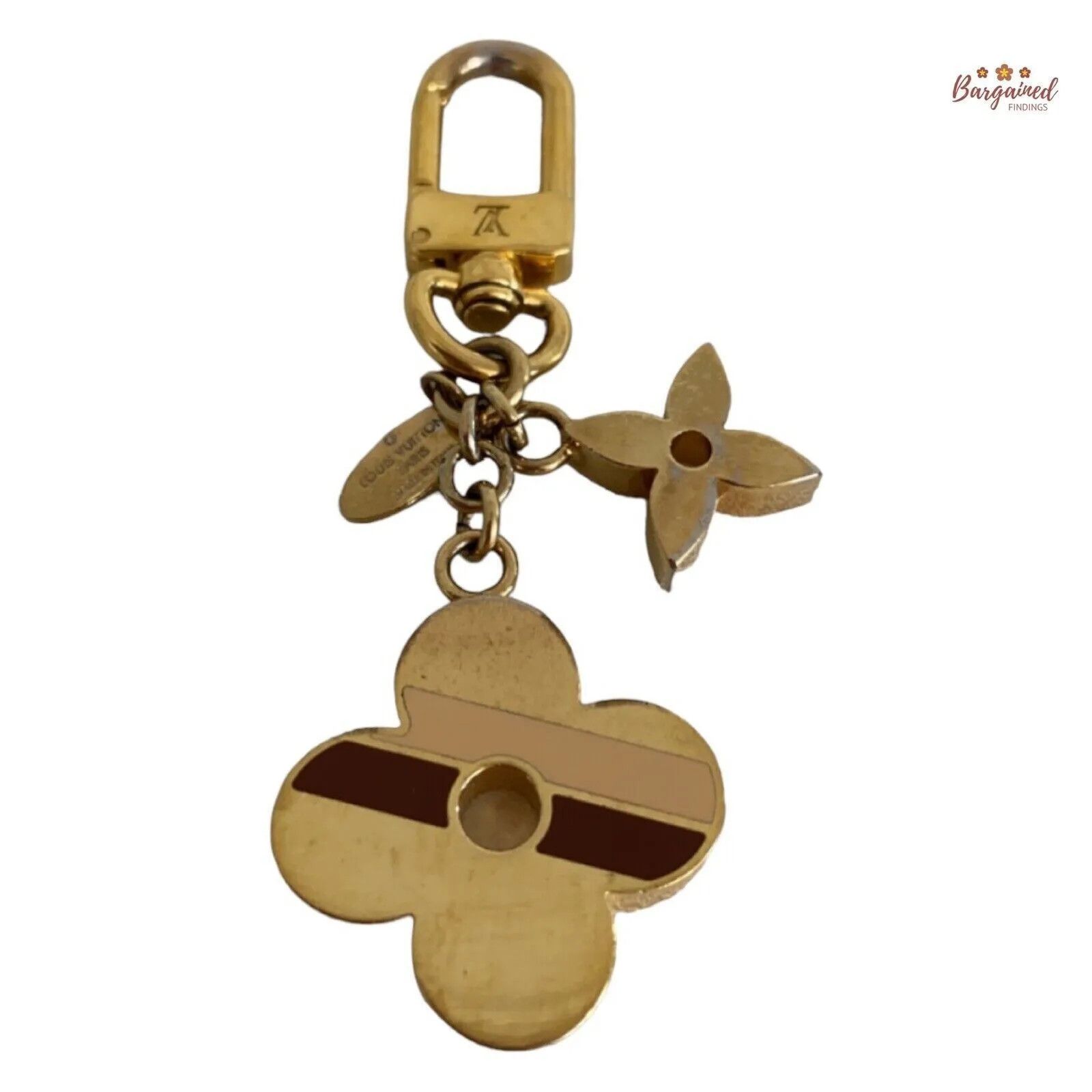 LOUIS VUITTON Stripes Monogram Flowers Keyring Bag Charm