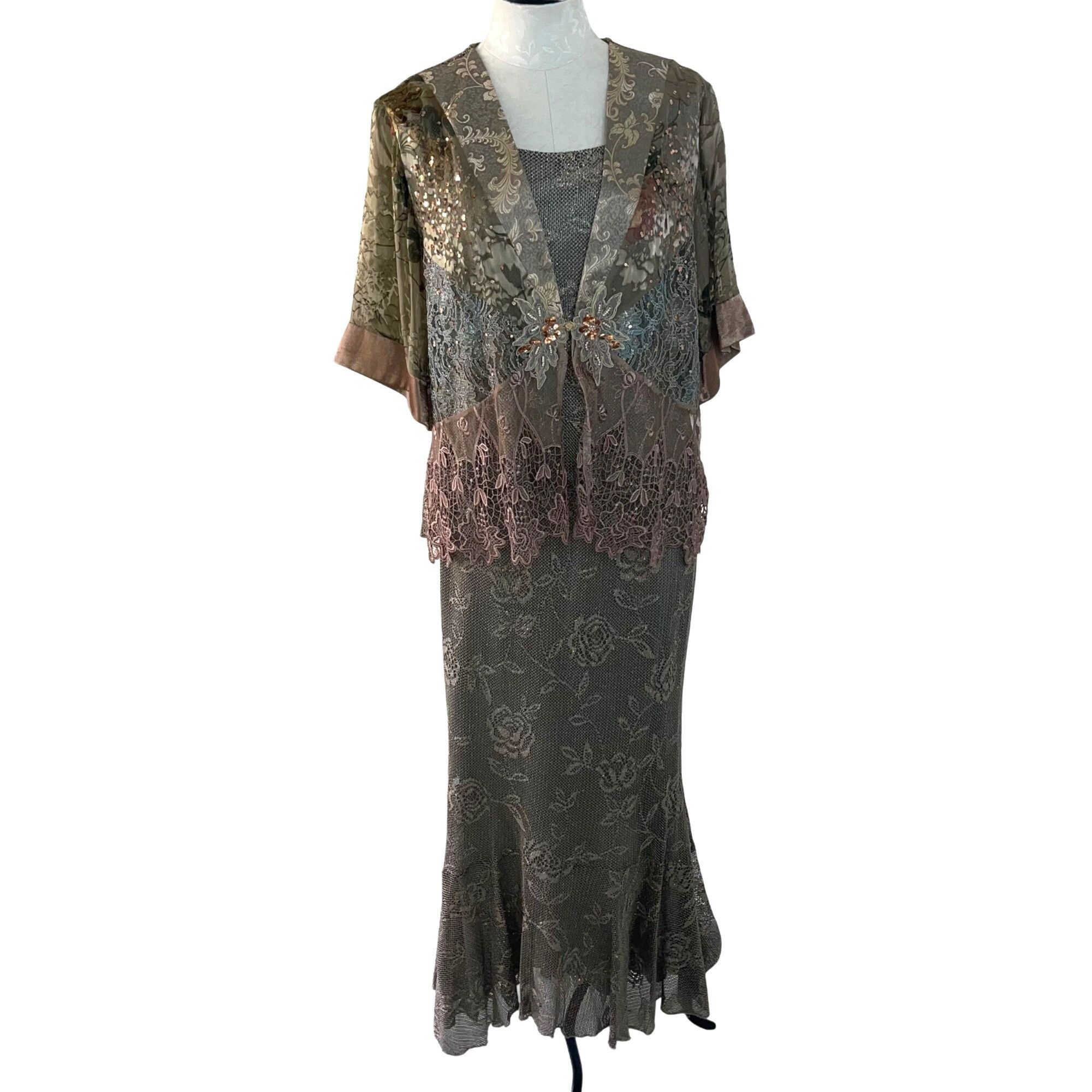 image of Spencer Alexis Vintage 90's Womens Skirt Top Set Size M Brown