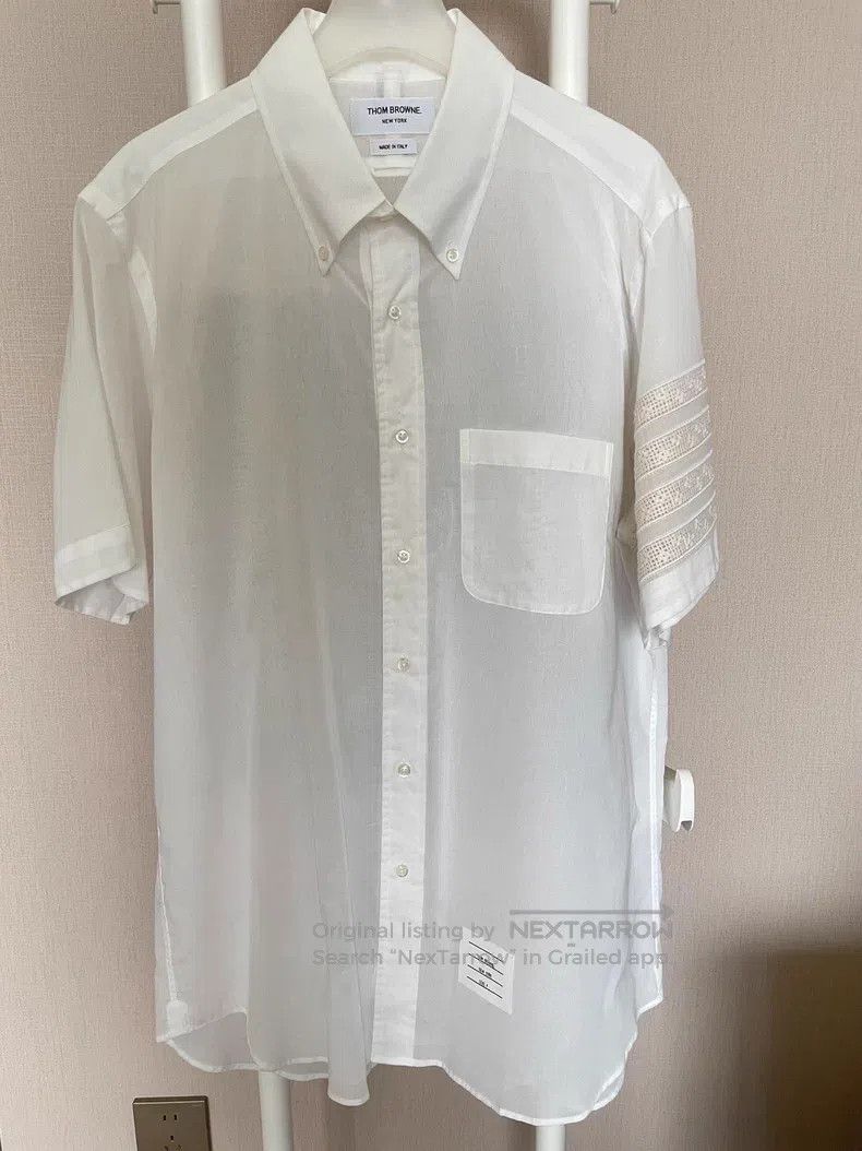 Thom Browne Thom Browne White Short Sleeve Shirt Size US XL / EU 56 / 4 - 1 Thumbnail