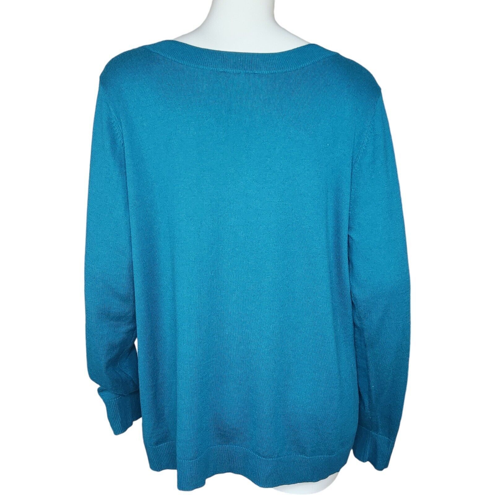 Denim & Co. Denim & Co. V-Neck Pullover Sweater Spruce BlueGreen Large Size L / US 10 / IT 46 - 10 Thumbnail