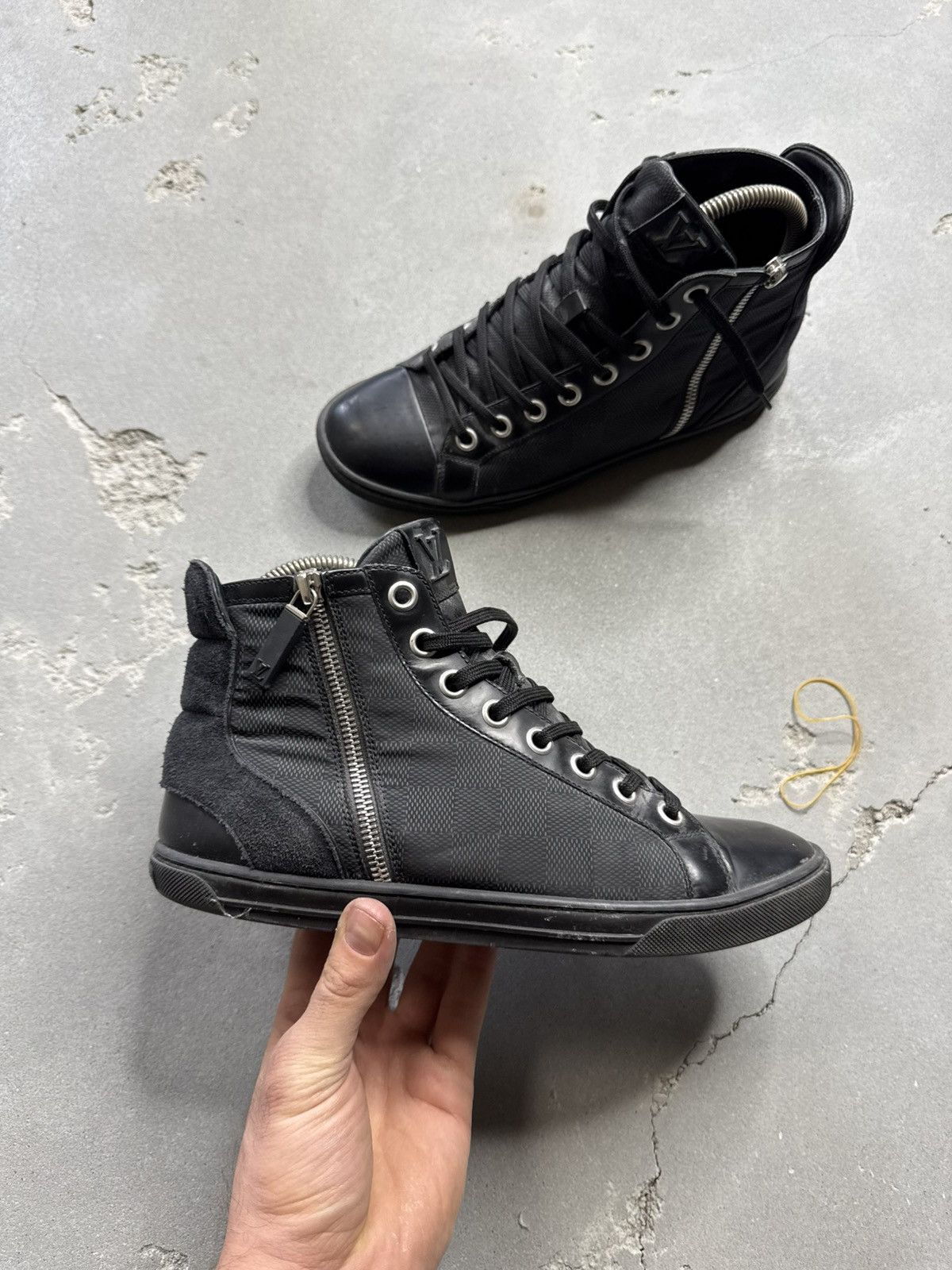 Designer × Louis Vuitton Vintage Louis Vuitton Tattoo black Leather High Trainers LV Size US 6.5 / EU 39-40 - 1 Thumbnail