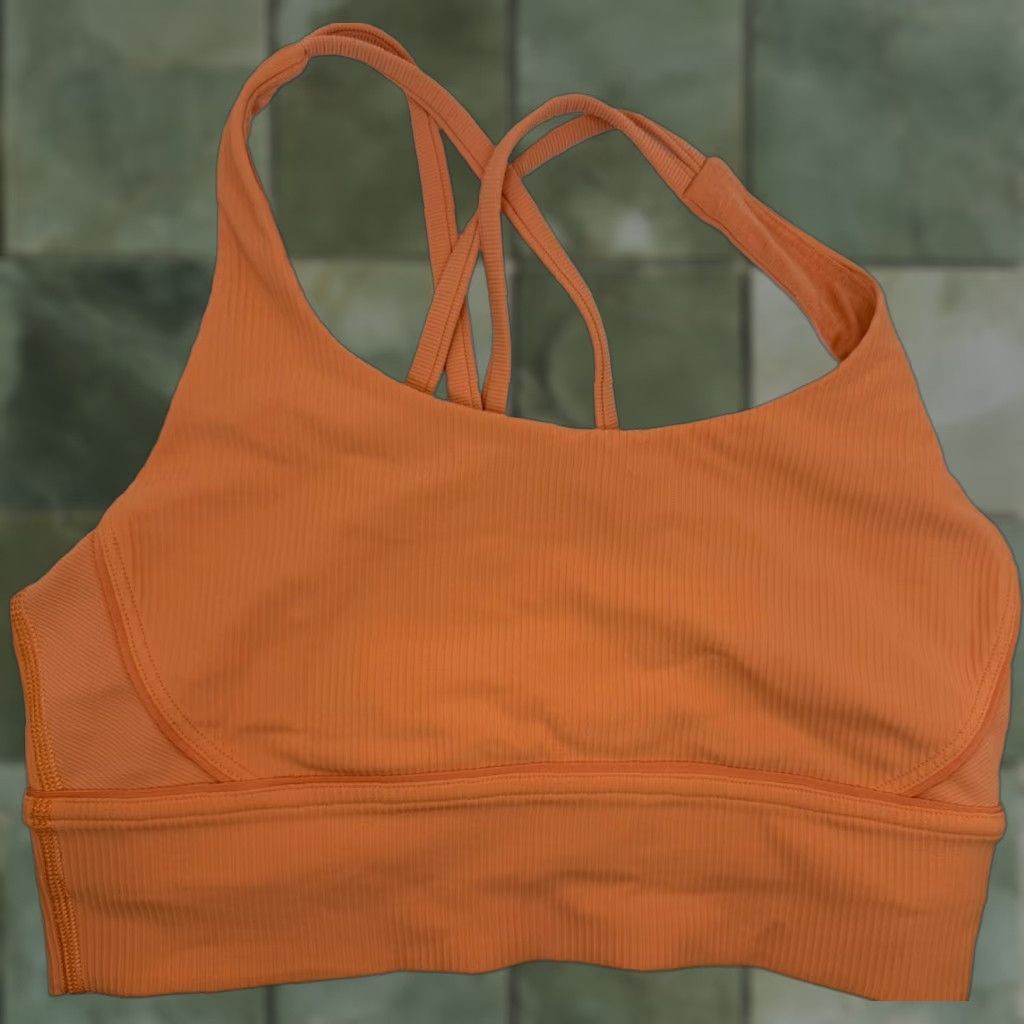 Lululemon LULULEMON Energy Long Line Sports Bra Womens 8 White Crossback Ribbed Gym Activewear Size ONE SIZE - 1 Thumbnail