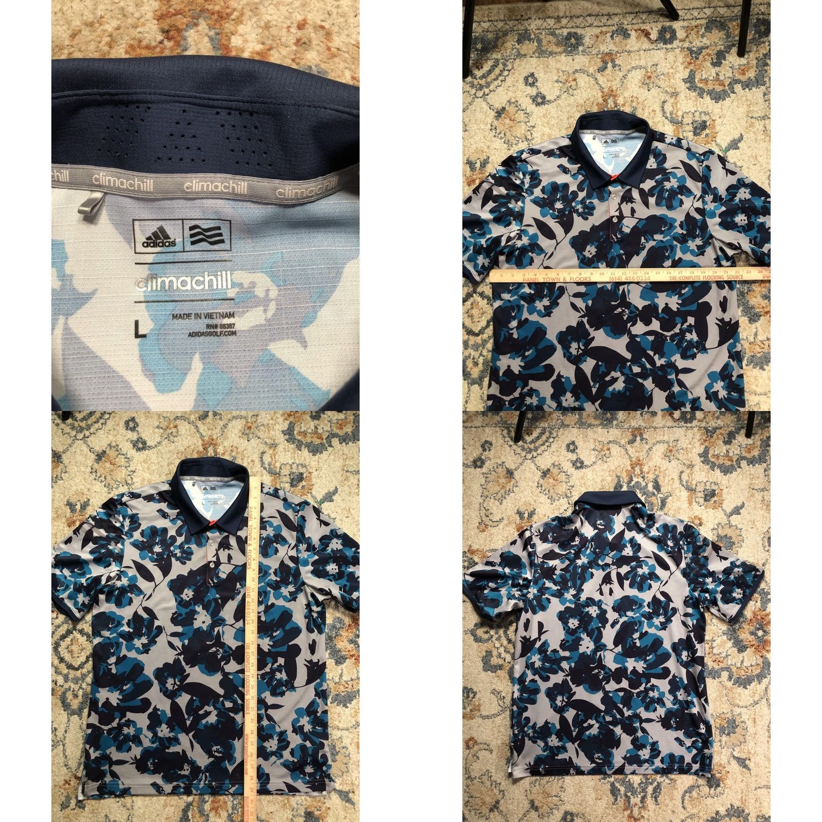 Adidas Adidas Climachill Polo Shirt Mens Large Floral Performance Short Sleeve Size US L / EU 52-54 / 3 - 8 Thumbnail