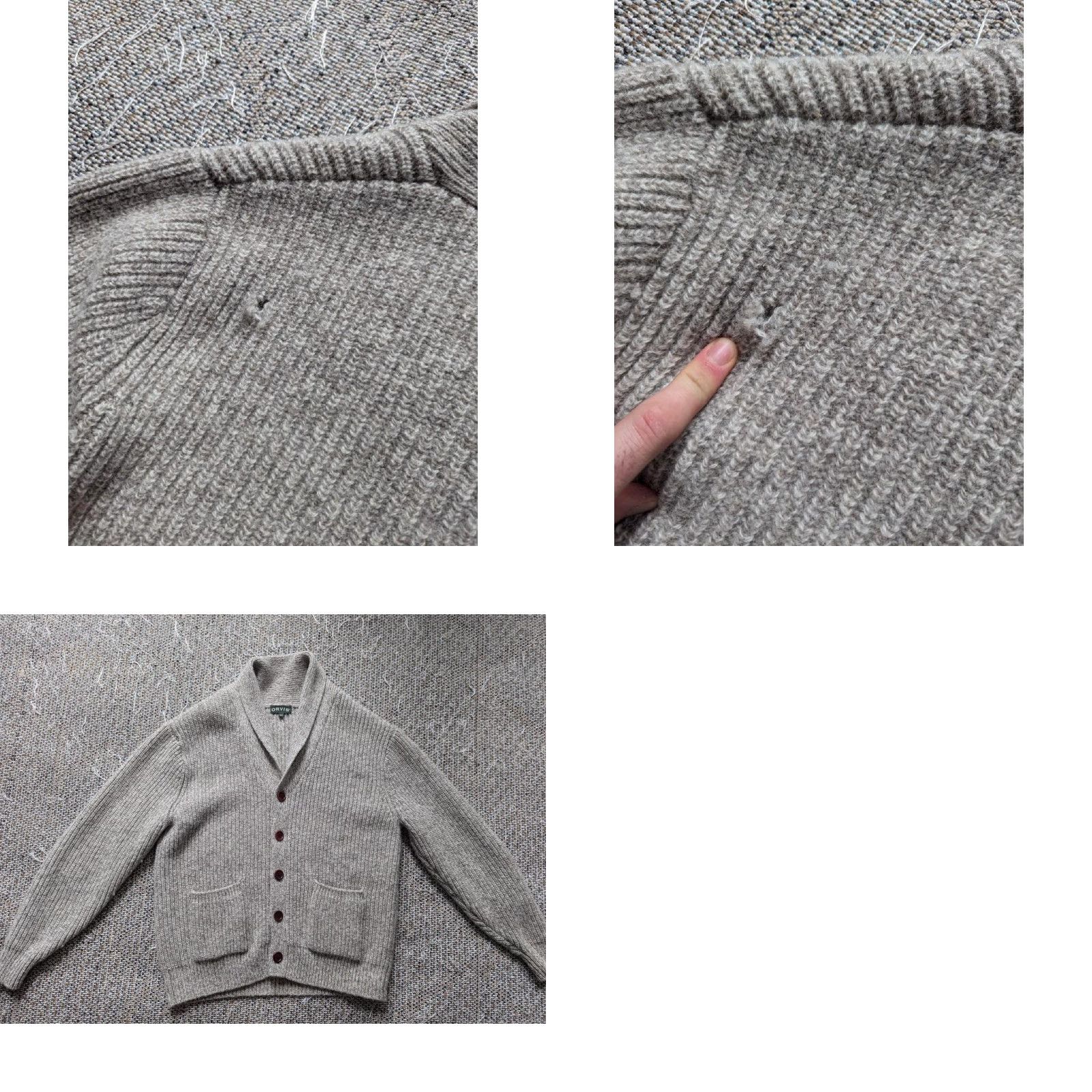 Orvis VINTAGE ORVIS chunky knit WOOL cardigan Sweater L Tan Gray Mens - Men's Wool Cardigan with Leather Patch, Long Sleeve Size US L / EU 52-54 / 3 - 8 Thumbnail