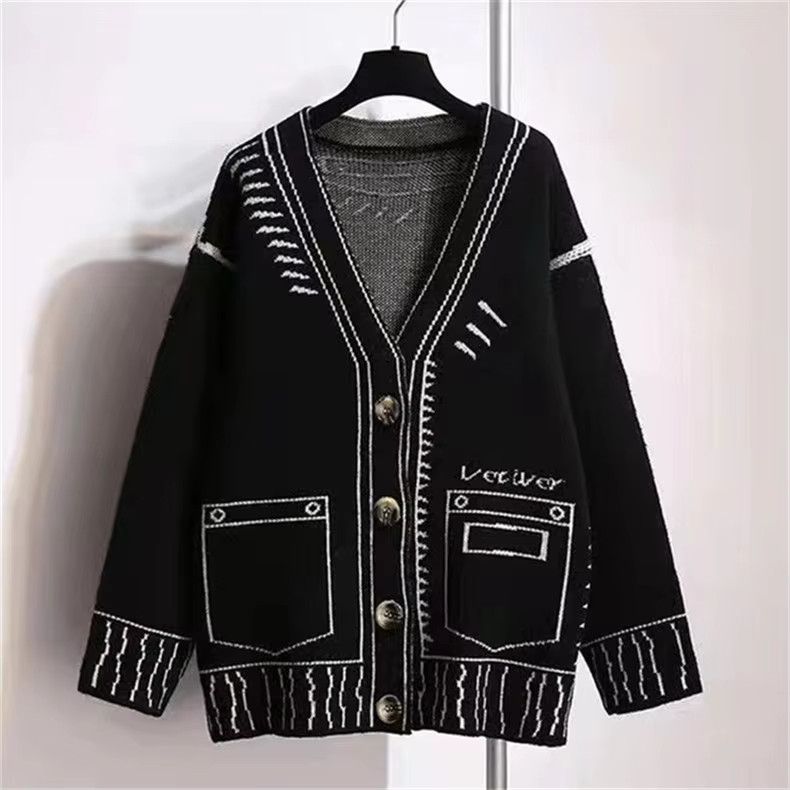 Other Korean Style Graffiti Unique Loose Cardigans Coat Y2k Size M / US 6-8 / IT 42-44 - 1 Thumbnail