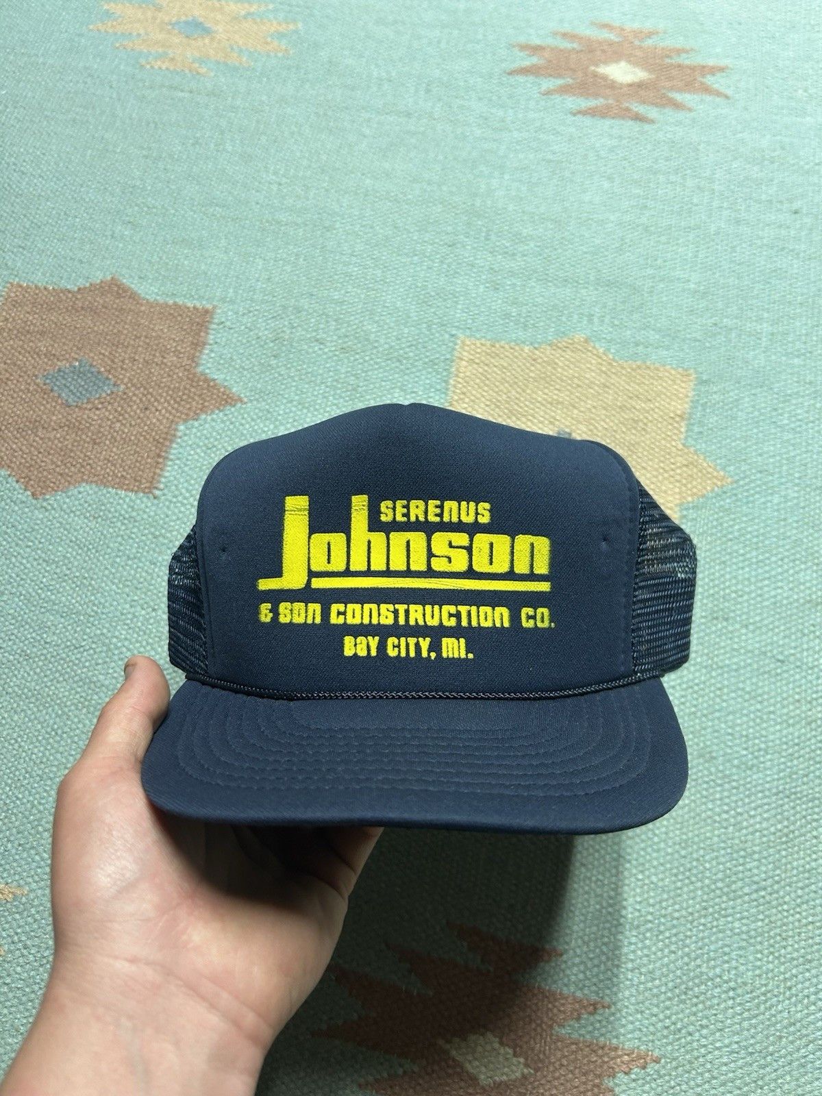 Vintage Vtg trucker hat Serenus Johnson & Son Construction Michigan Size ONE SIZE - 2 Thumbnail