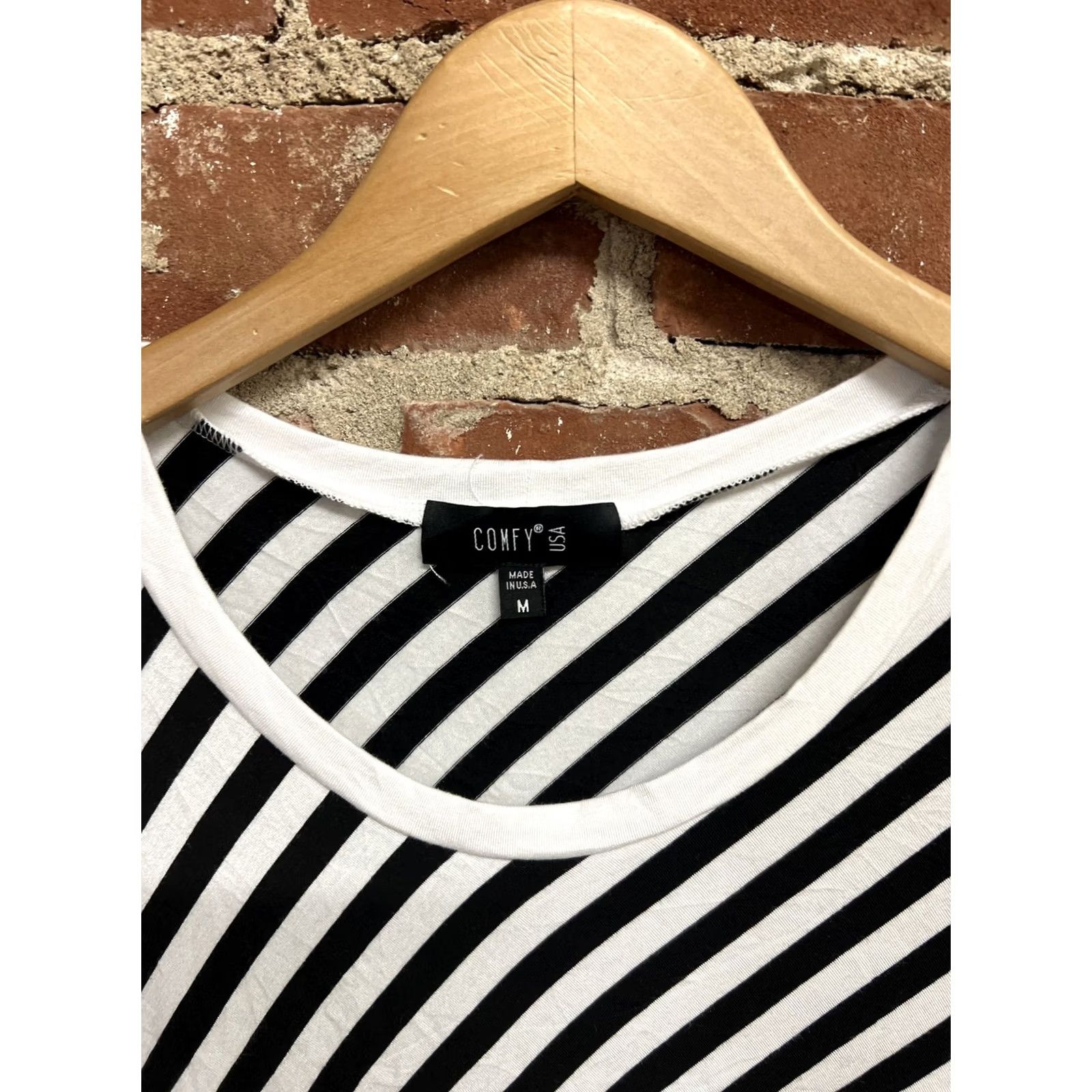 Vintage VINTAGE Comfy USA Dress Shirt Womens Shift Knee Length Black White Striped Medium (33") Size 32" / US 10 / IT 46 - 2 Thumbnail