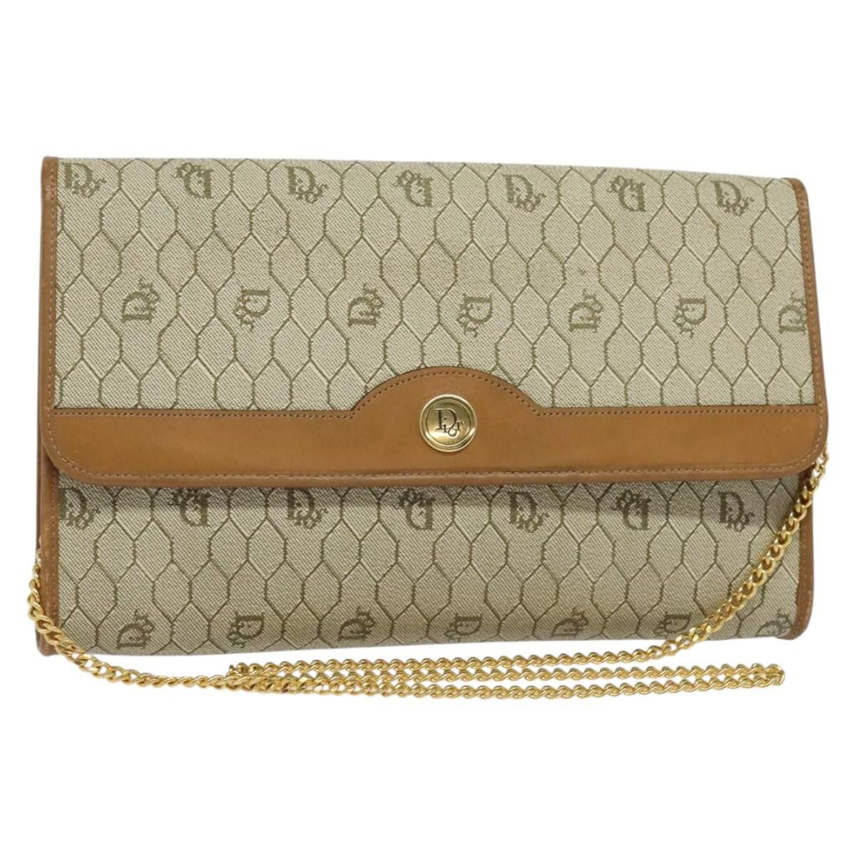 Dior DIOR Honeycomb Canvas Chain Shoulder Bag Pvc Beige Gold Size ONE SIZE - 1 Thumbnail
