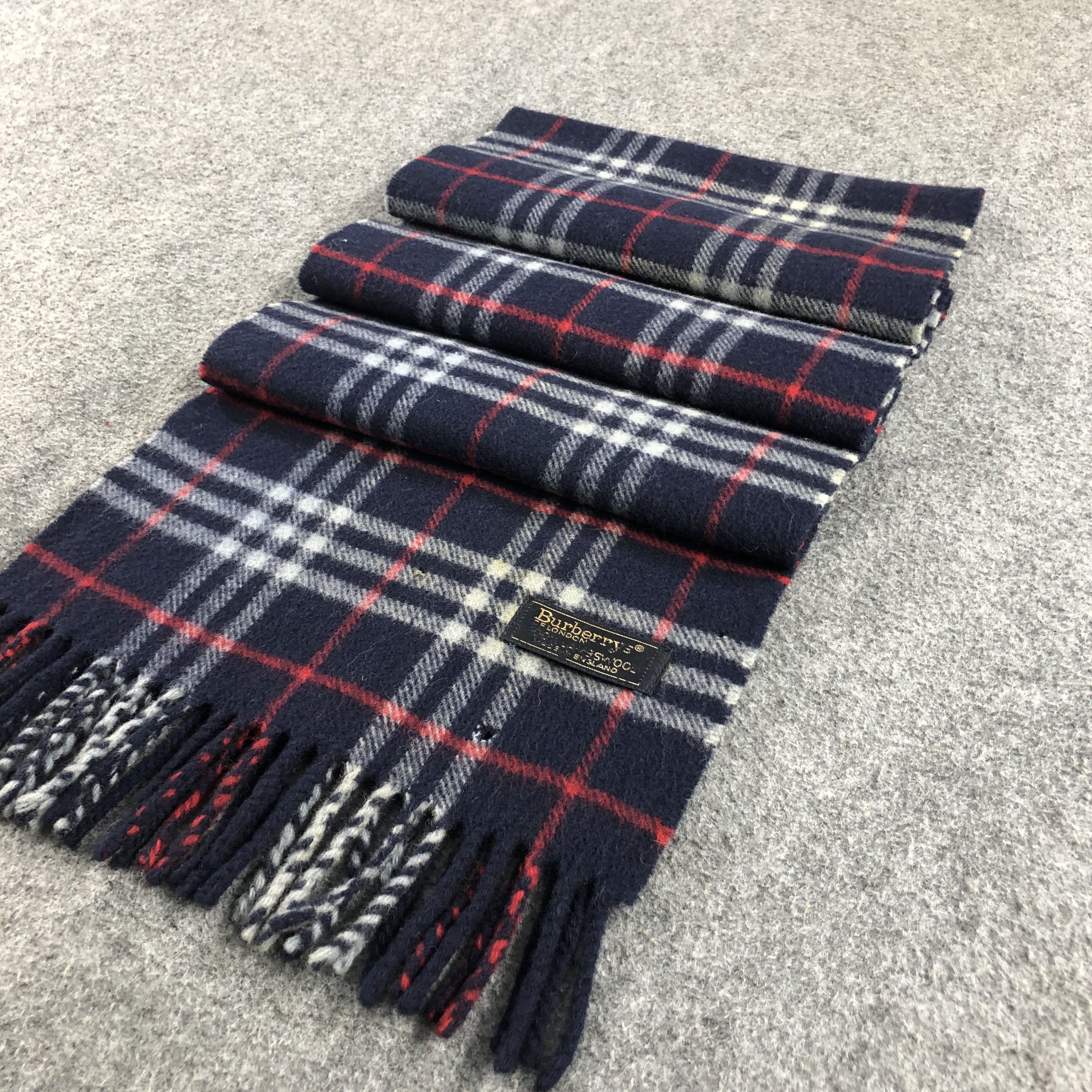 Burberry Burberrys Nova Check Blue Wool Scarf Muffler V900 Size ONE SIZE - 3 Thumbnail