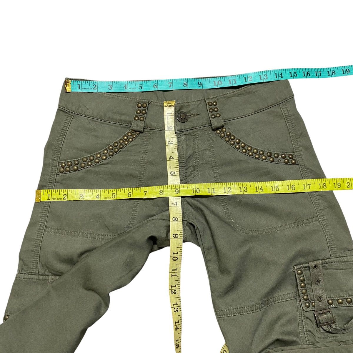 COOK JEANS Studded Military Cargo Pants Low Rise