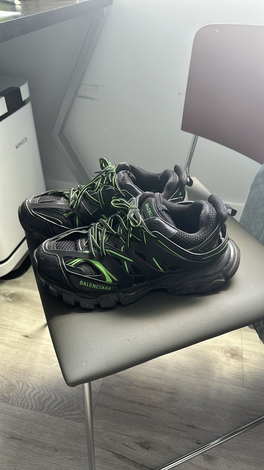 Pre-owned Balenciaga Track Shoes In Black/green