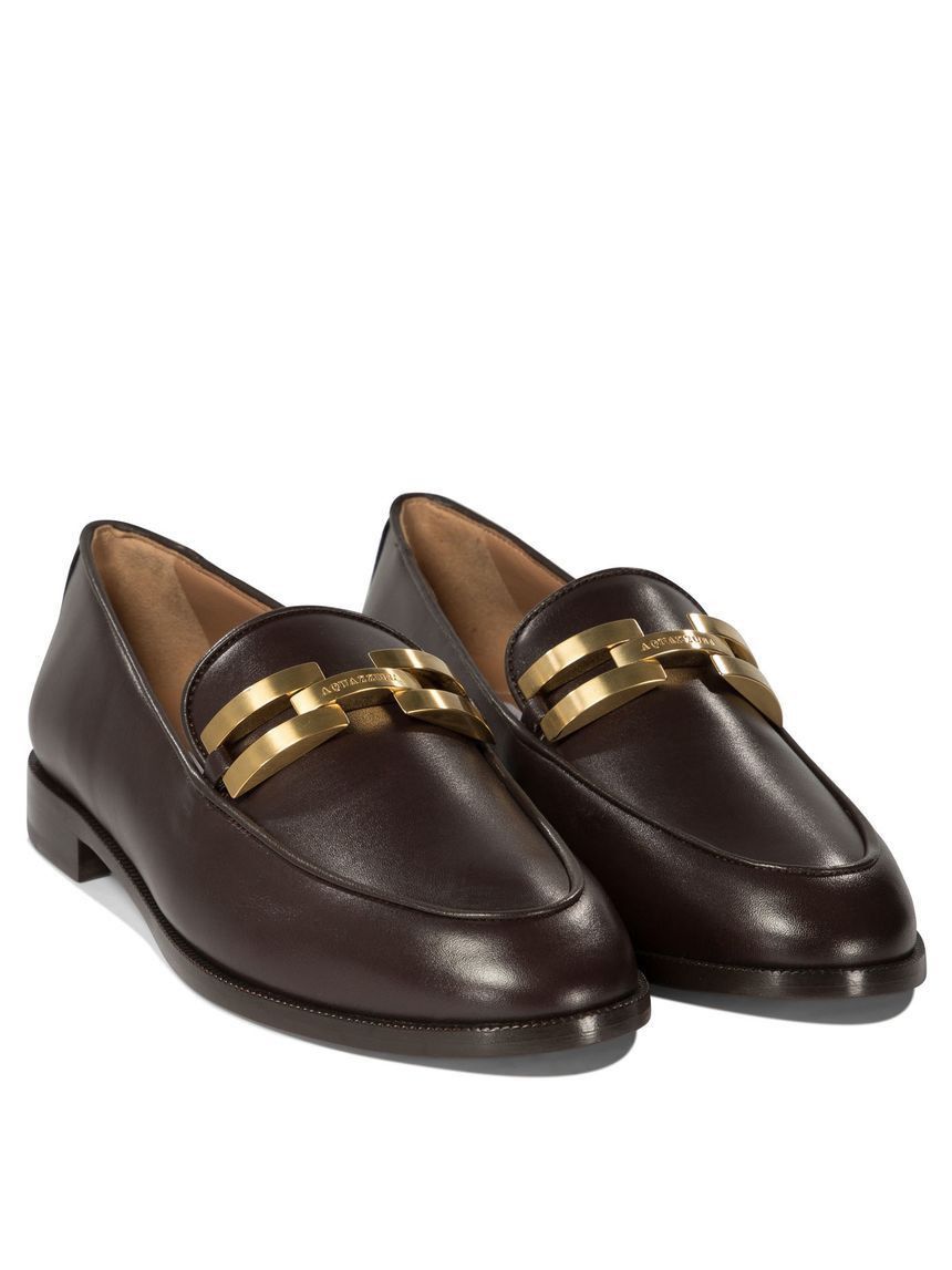 Aquazzura o1s22i1n0125 Brandi Smooth Leather Loafers in Dark Purple Size US 9 / IT 39 - 4 Thumbnail