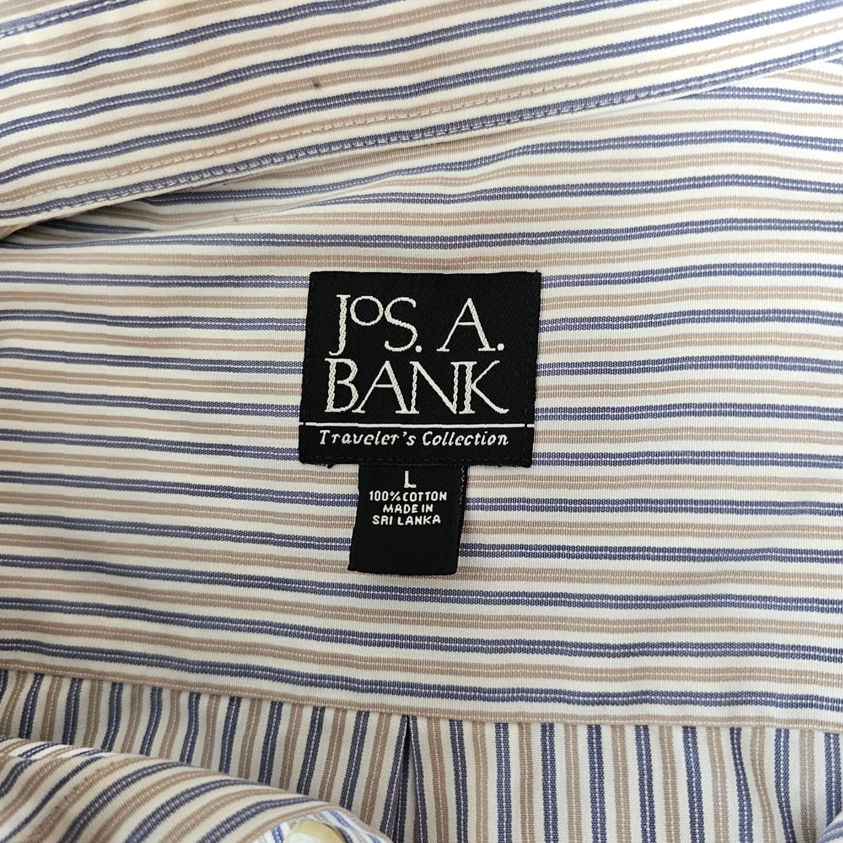 Jos. A. Bank Jos A Bank Traveler's Collection Mens L Long Sleeve Button Down White Blue Shirt Size US L / EU 52-54 / 3 - 2 Thumbnail