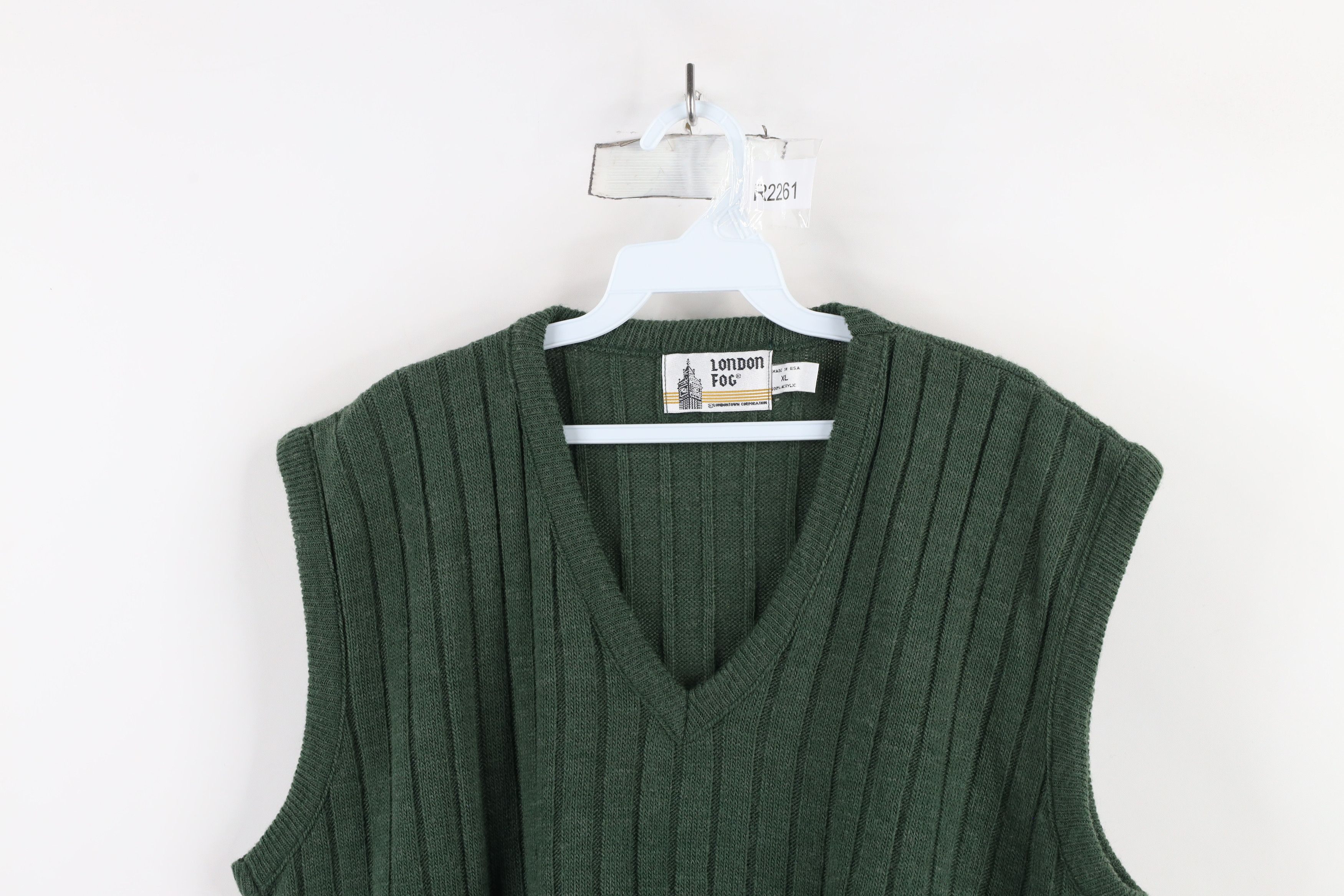 Vintage Vintage 90s Streetwear Ribbed Knit Sweater Vest Green USA Size US XL / EU 56 / 4 - 2 Thumbnail