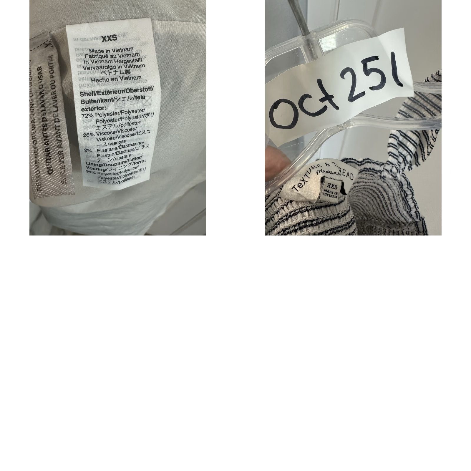 Madewell Madewell Texture & Thread Black White Striped Smocked Mini Dress XXS Size XXS / US 00 / IT 34 - 8 Thumbnail