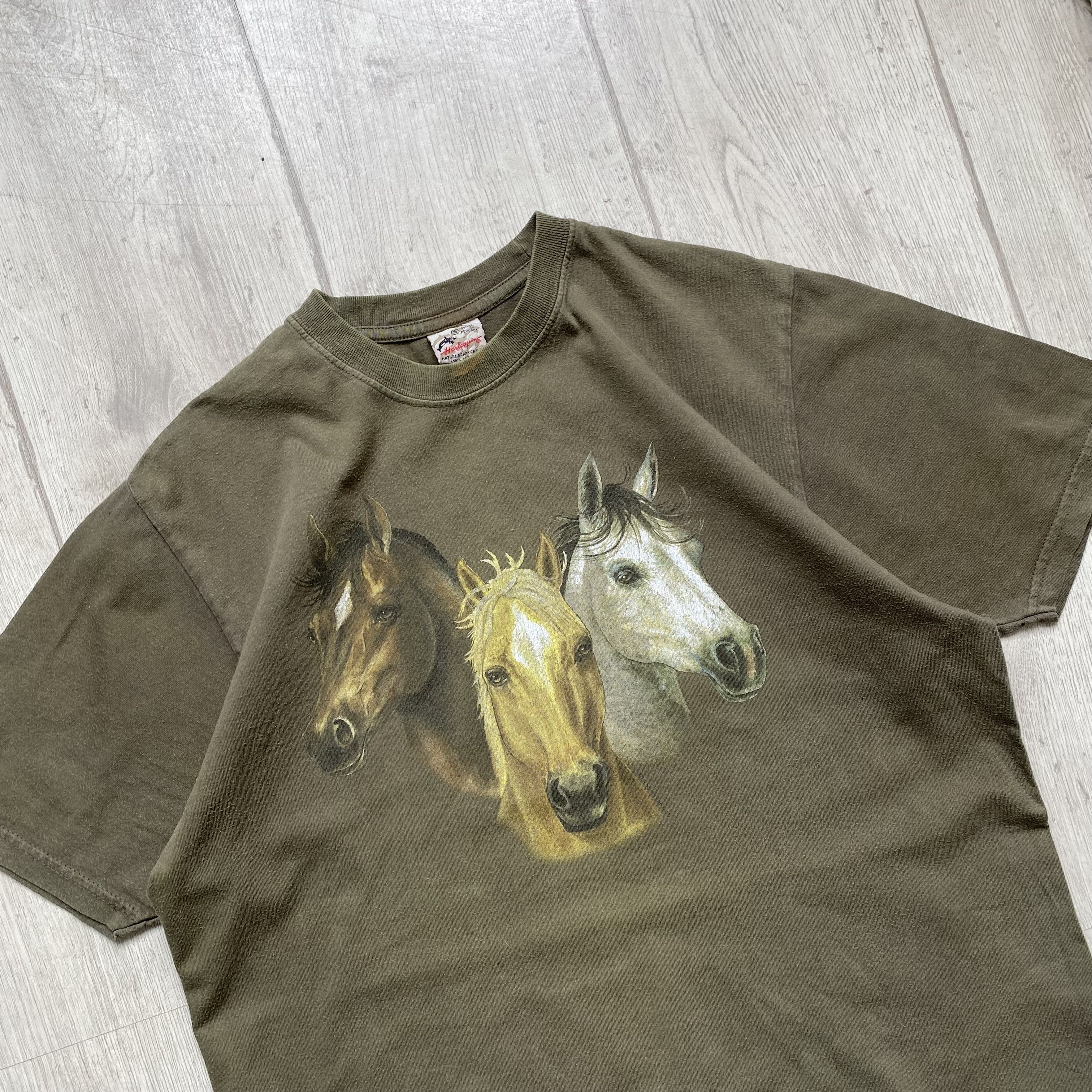 Hanes 🐴 Vintage 90s Animal Horse Faded tee mountain t-shirt Size US S / EU 44-46 / 1 - 2 Thumbnail