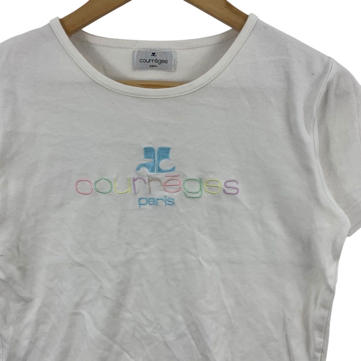 Courreges Vintage COURREGES PARIS Embroidered Logo Tee Shirt Top Size S / US 4 / IT 40 - 5 Thumbnail