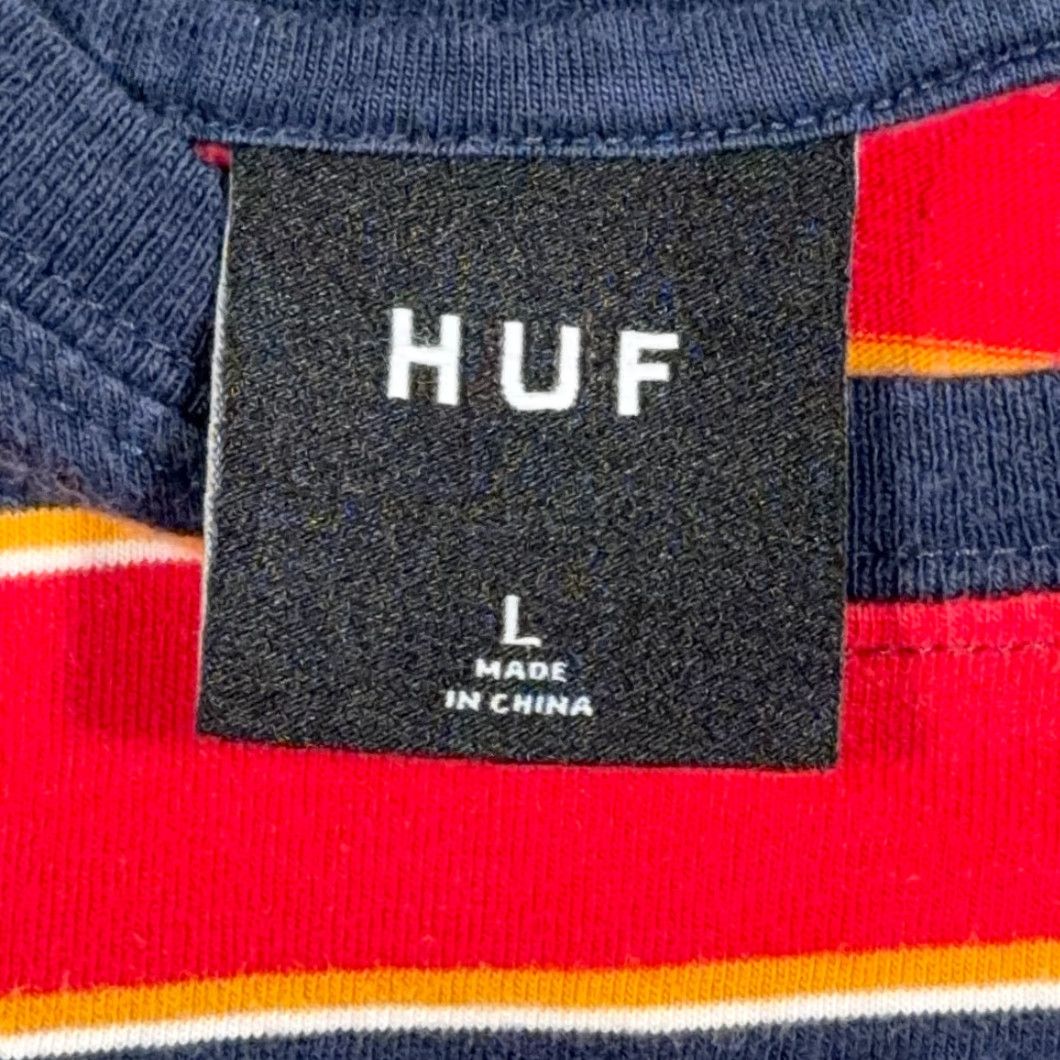 Huf HUF Shirt Adult LARGE Blue Red Yellow Striped Logo LS T-Shirt Crew Neck Cotton Long Sleeve Vintage? Size US L / EU 52-54 / 3 - 3 Thumbnail