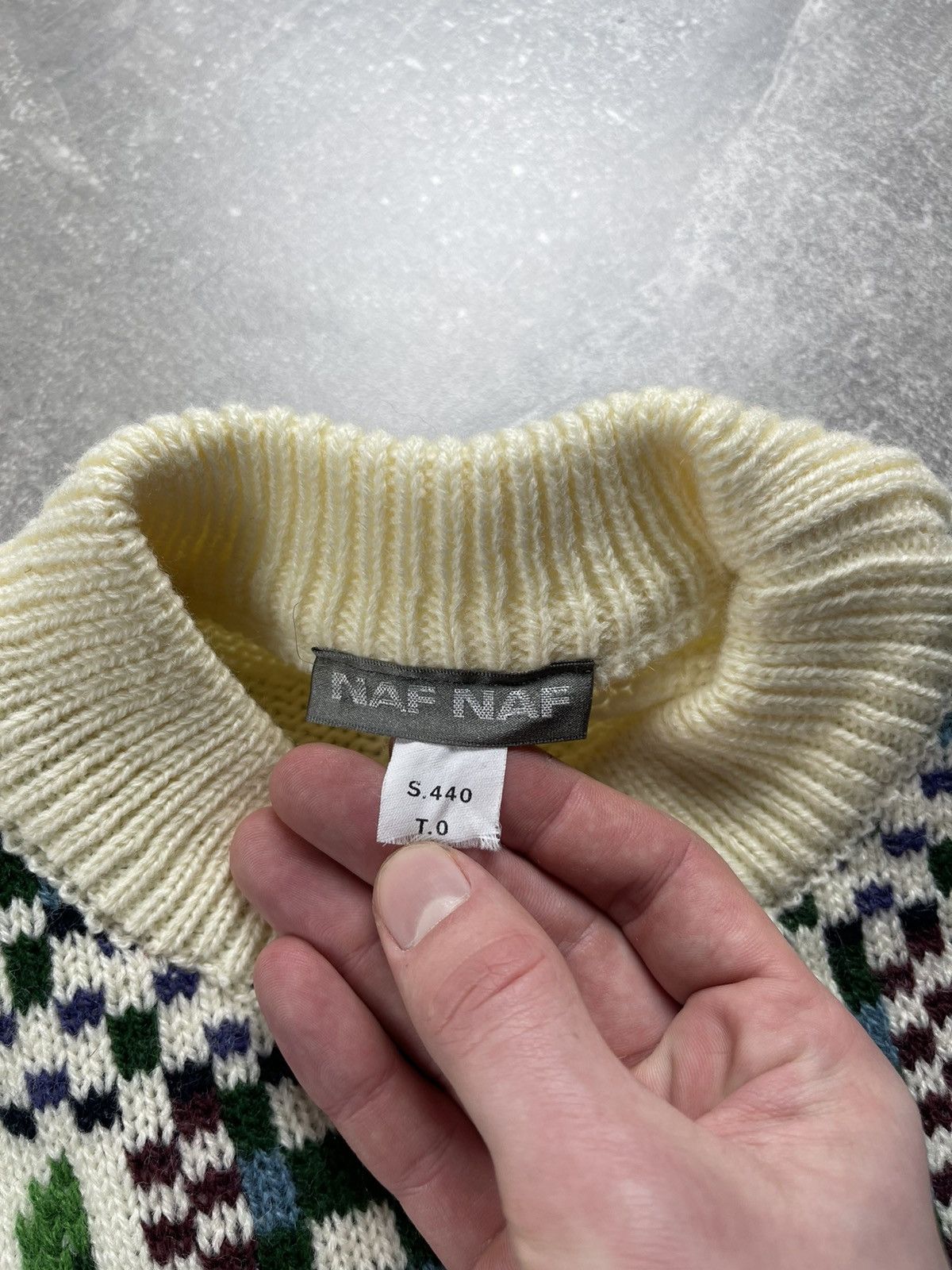 Vintage NAF NAF Vintage Patterned Knit Sweater Graphic Jacquard Size S / US 4 / IT 40 - 9 Thumbnail