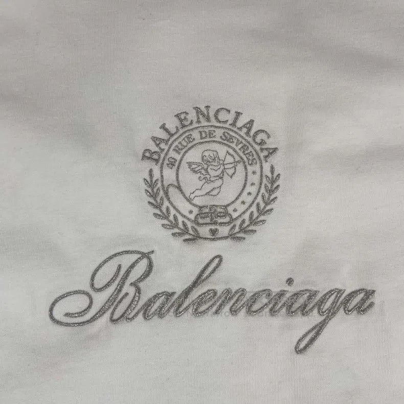 Balenciaga Balenciaga White Embroidered Logo Short Sleeve T-Shirt Size US L / EU 52-54 / 3 - 3 Thumbnail