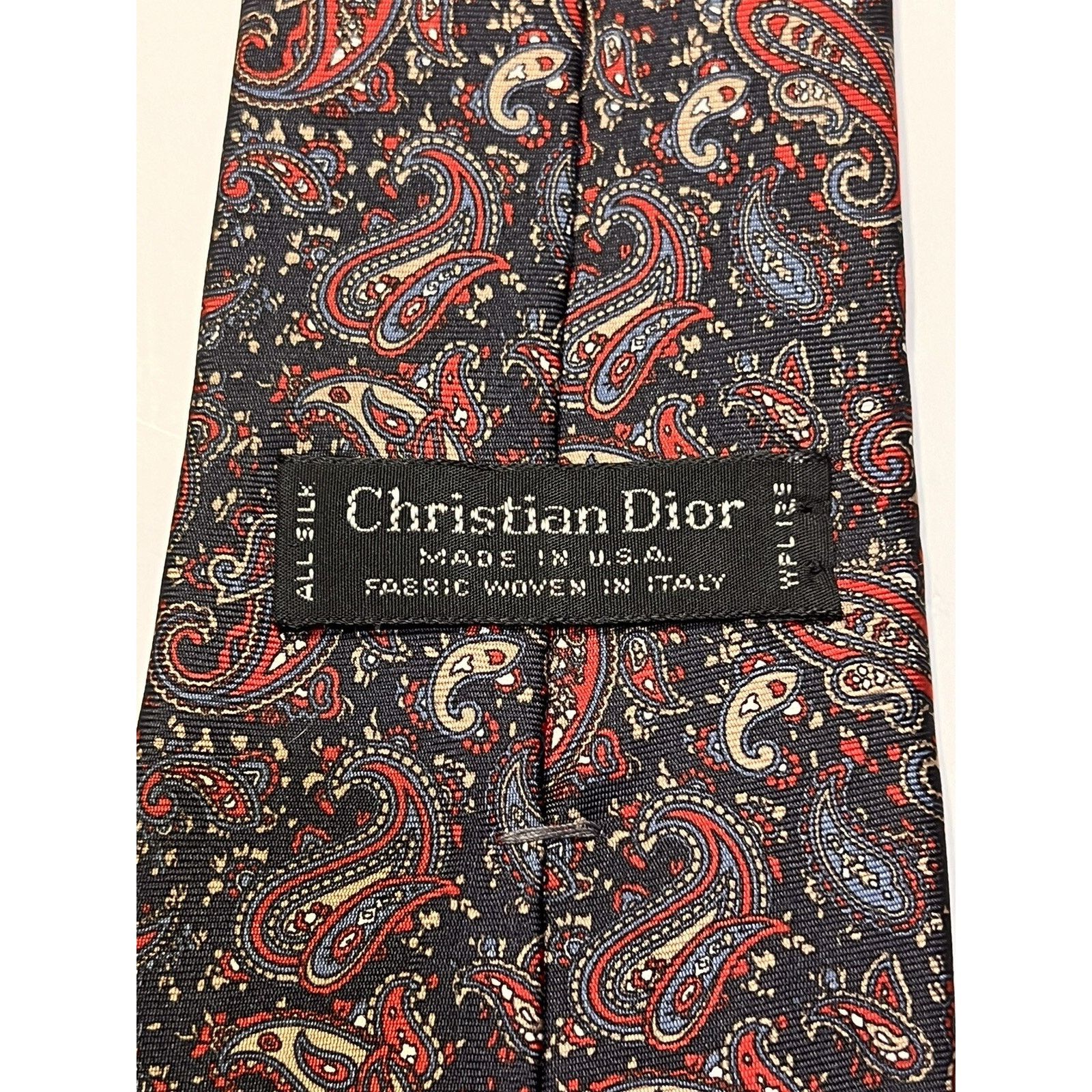 Dior Vintage Christian Dior Necktie Mens Blue Burgundy Silk Size ONE SIZE - 5 Thumbnail