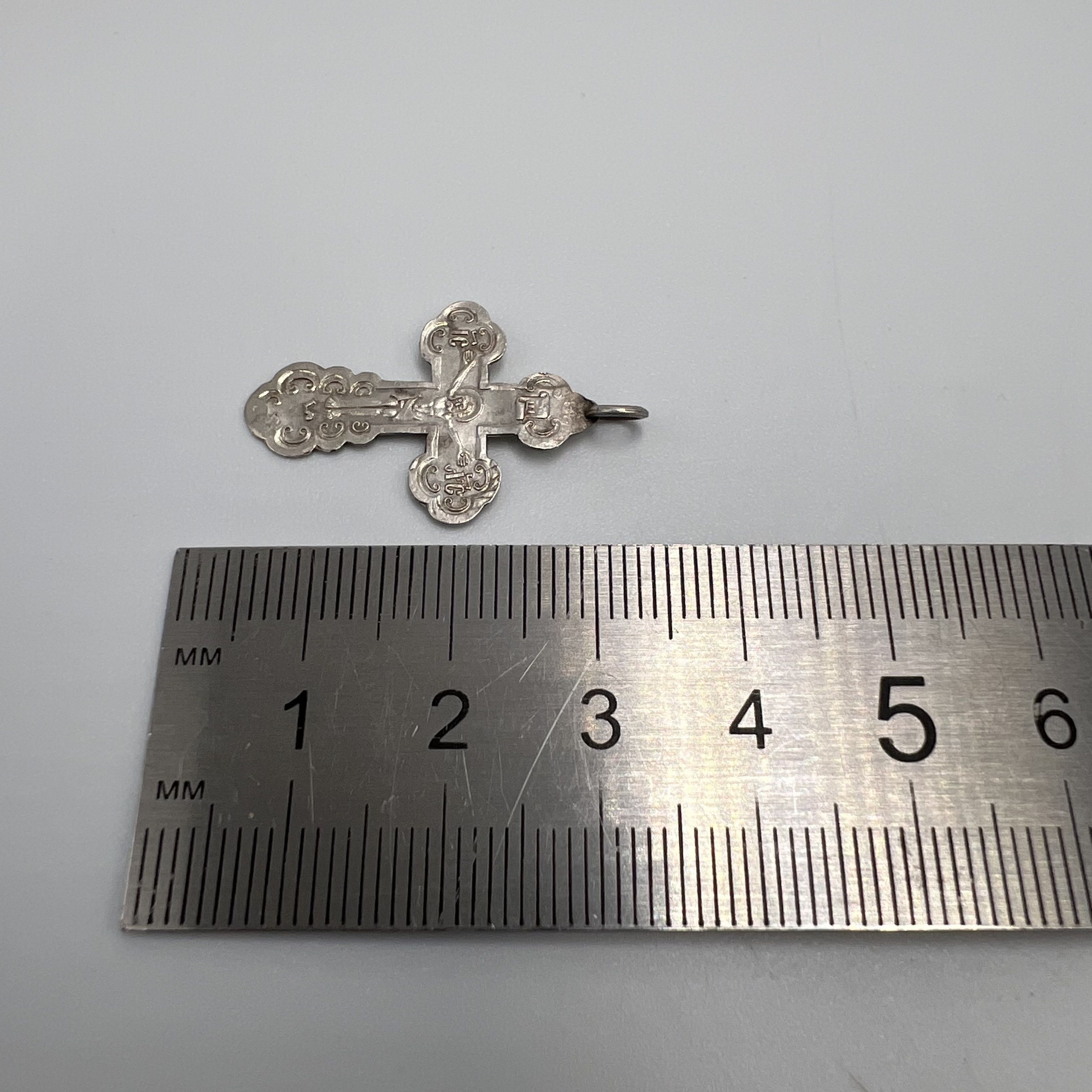Vintage Vintage Pendant Cross Antique Silver 84 Prayer 0.78g Size ONE SIZE - 7 Thumbnail