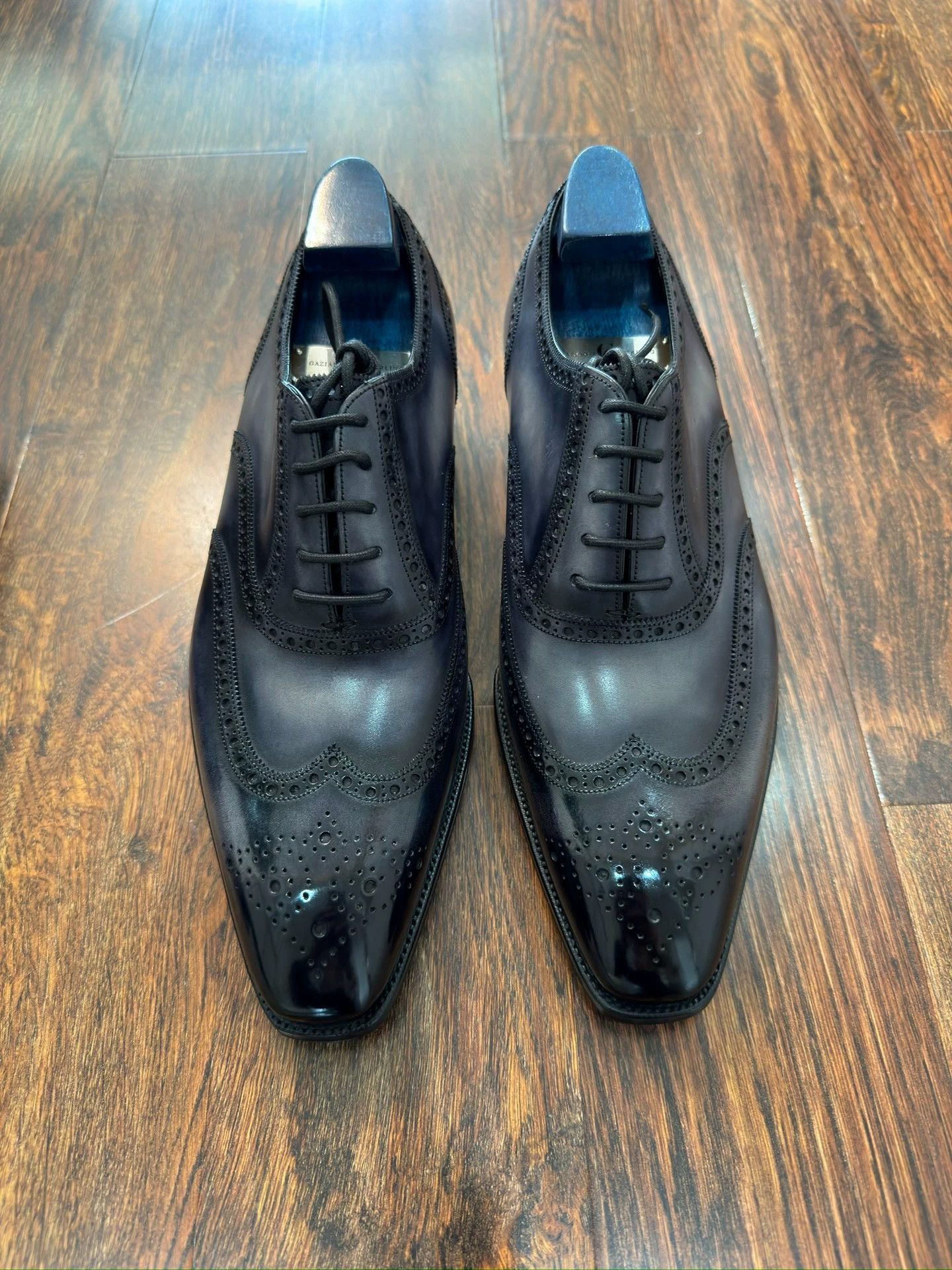 Gaziano & Girling GG Deco MTO UK7 7F Black-Gray Carved Burnished Oxford Size US 7 / EU 40 - 2 Thumbnail