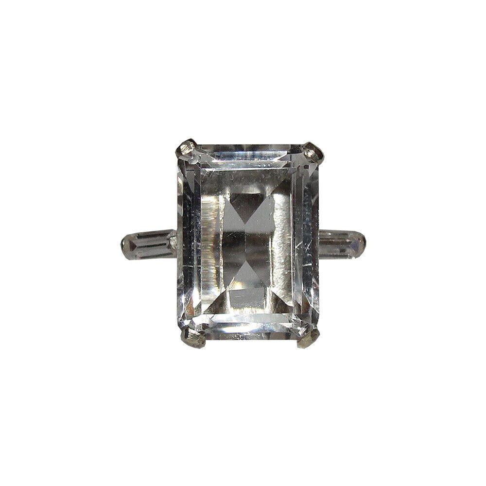 Designer Silver Emerald Cut Rock Crystal Quartz Zirconia Baguettes Size ONE SIZE - 1 Thumbnail