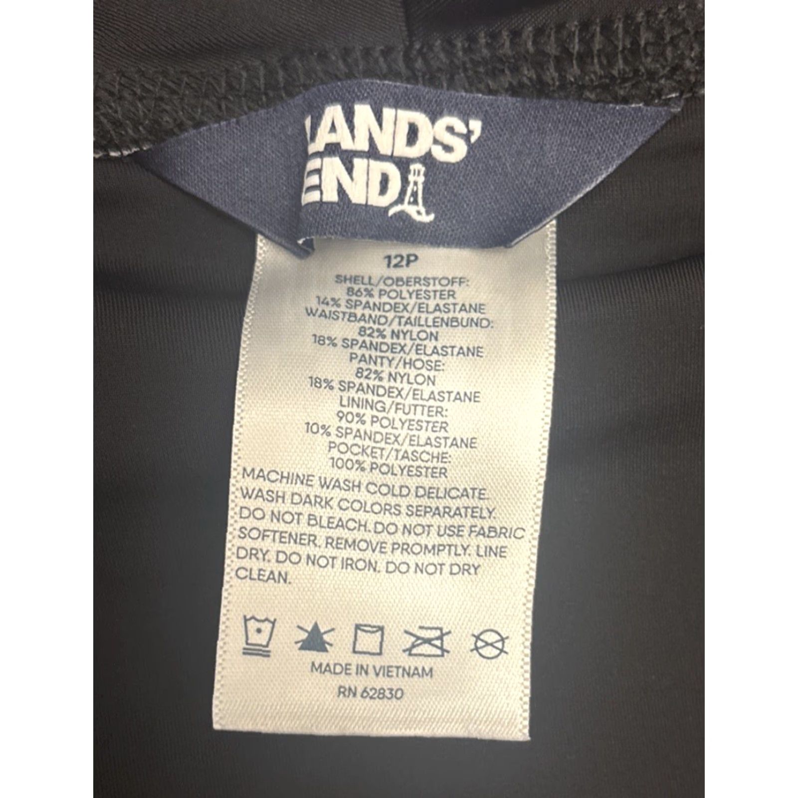 Lands' End Lands' End Women 12P Shorts Black White Floral Print Pull On Stretch Pockets 1372 Size 34" / US 12 / IT 48 - 3 Thumbnail