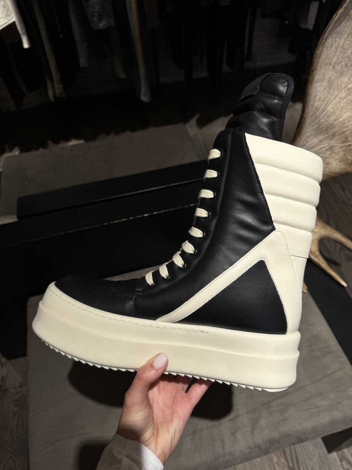Last Size Rick Owens Geobasket Mega Bumper High Top Sneakers