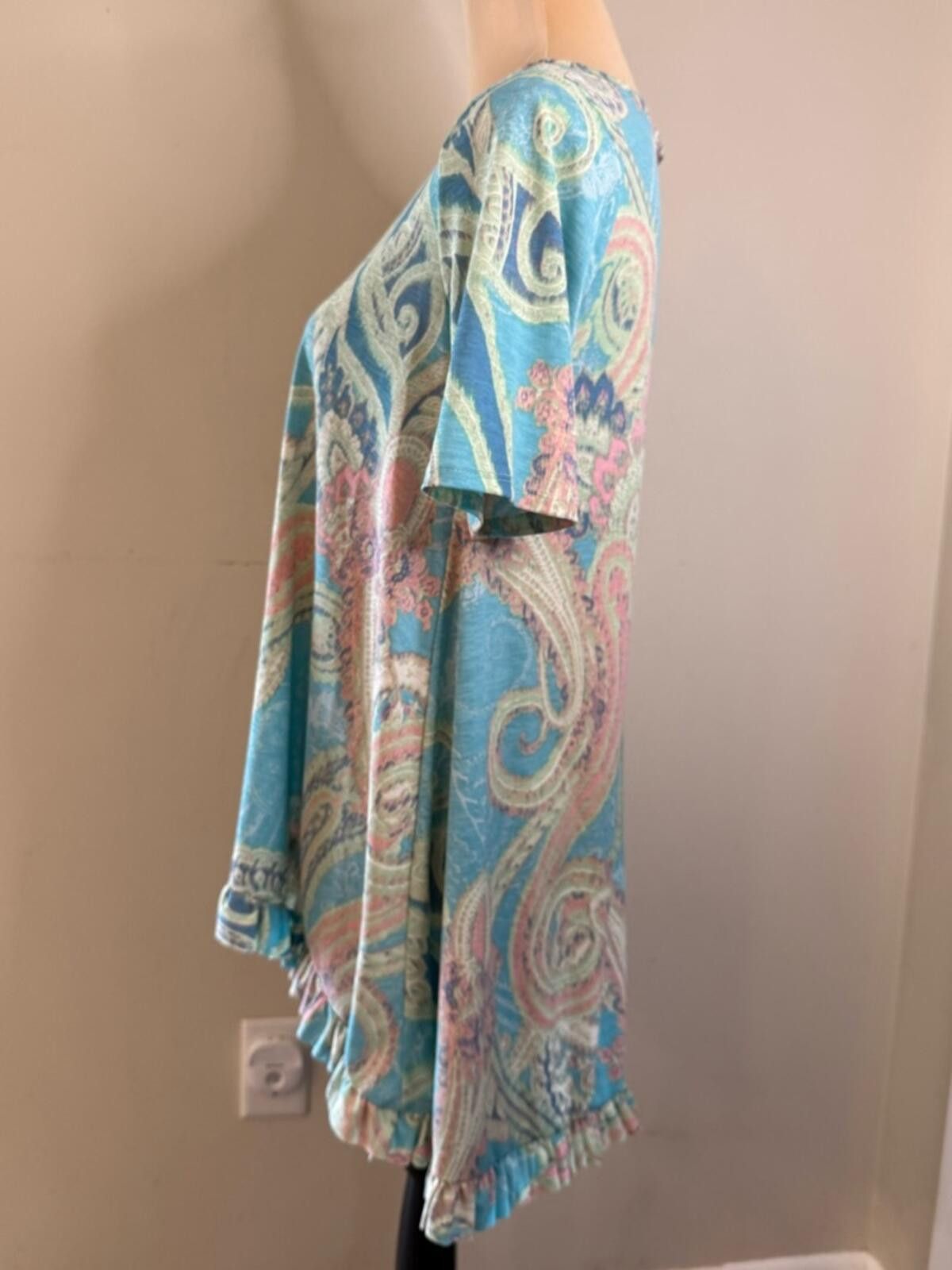 Other Paisley ruffled pastel tunic top teal blue pink green SZ SM Size S / US 4 / IT 40 - 3 Thumbnail