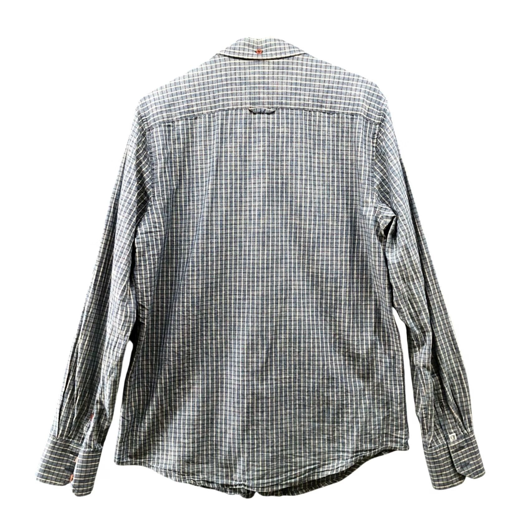 Ben Sherman Plectrum By Ben Sherman Long Sleeve Shirt Mens M Cotton Blue Cream Plaid Pocket Shirt Size US M / EU 48-50 / 2 - 2 Thumbnail