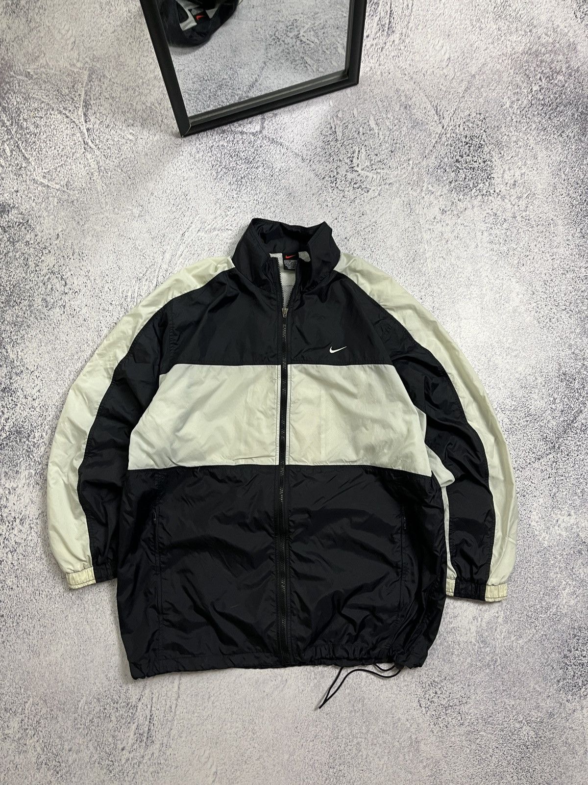Nike × Vintage Vintage 90’s Nike Nylon Track Jacket Drill Mini Swoosh Y2k Size US L / EU 52-54 / 3 - 1 Thumbnail