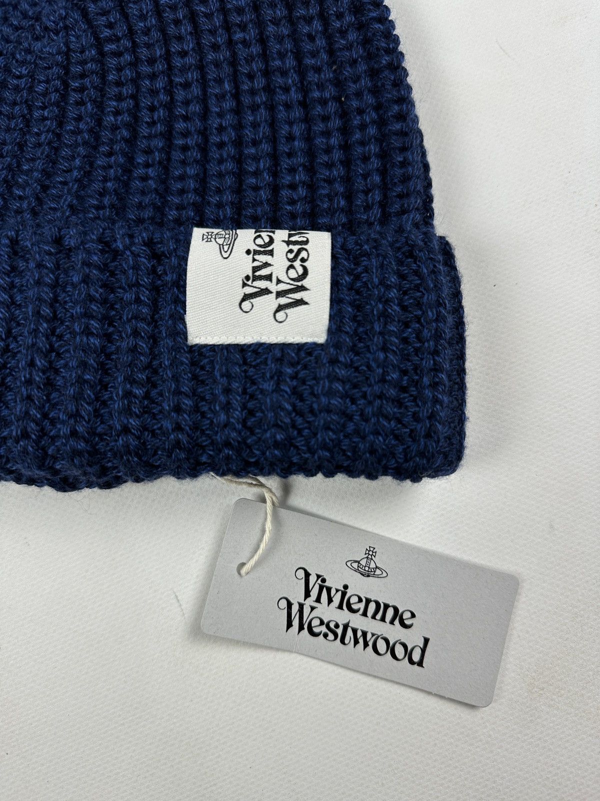 Vivienne Westwood NWT! Vivienne Westwood Navy Blue Classic Wool Beanie Hat Size ONE SIZE - 4 Thumbnail