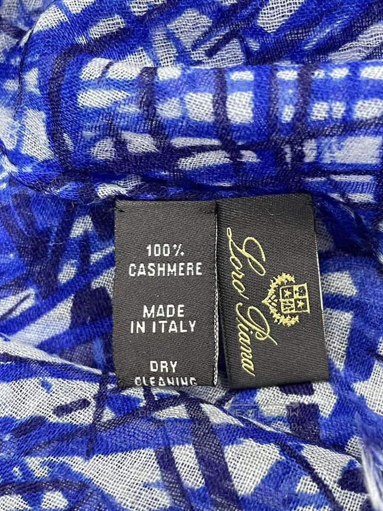 Loro Piana Loro Piana Blue Printed Cashmere Scarf Size ONE SIZE - 8 Thumbnail
