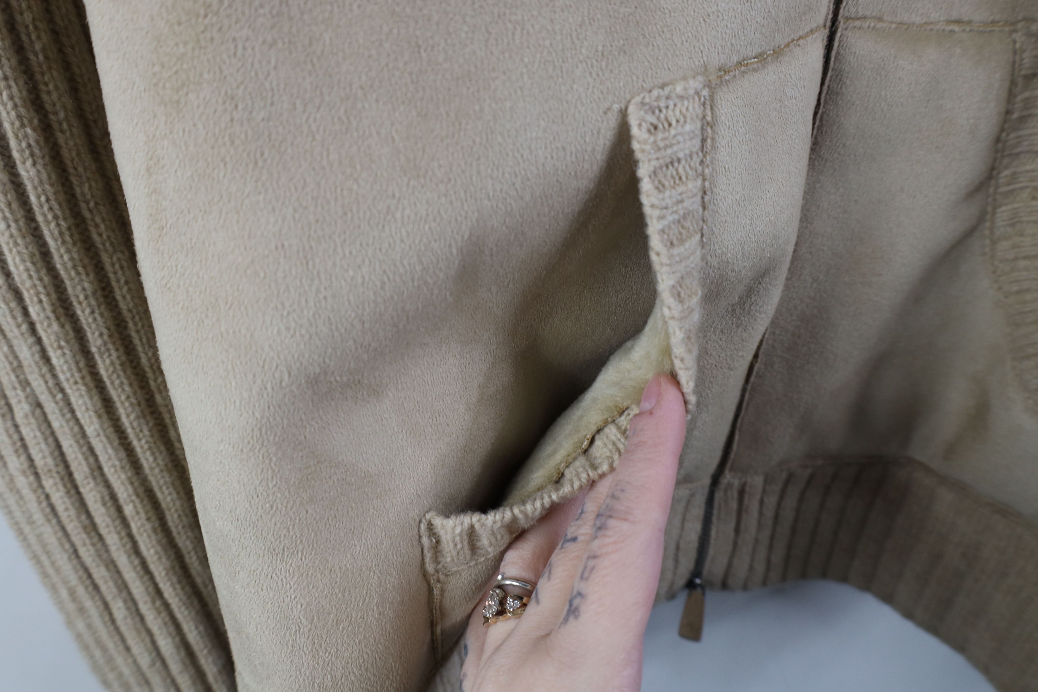 Ralph Lauren Vintage 90s Ralph Lauren Microfiber Sweater Jacket Beige Size XL / US 12-14 / IT 48-50 - 5 Thumbnail