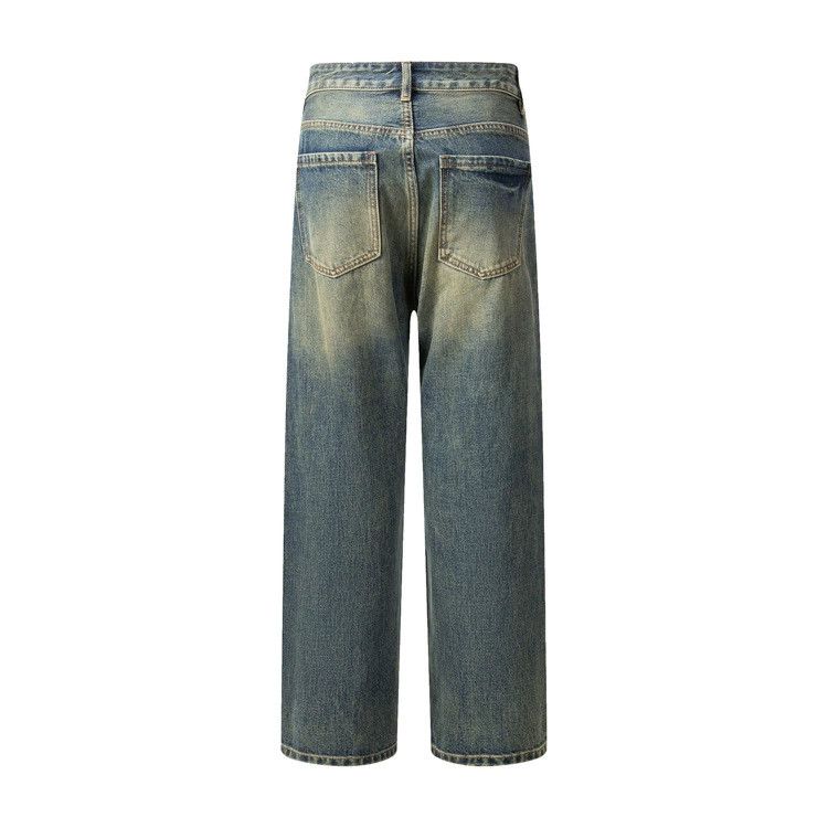 Vintage Men's street gradient distressed casual loose washed jeans Size US 32 / EU 48 - 2 Thumbnail