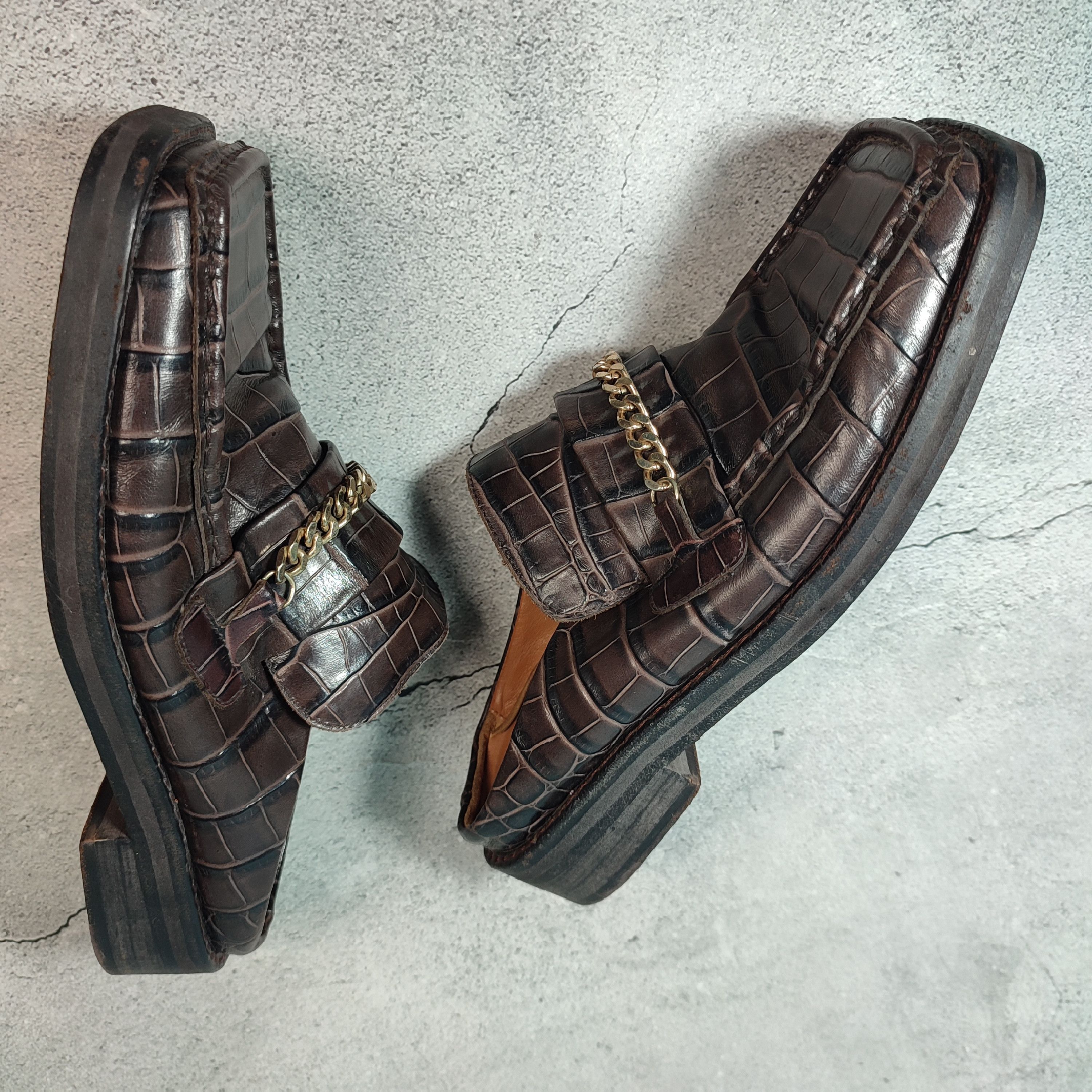 Martine Rose Martine Rose square toe croc leather / Cuban chain Mules Size US 7 / IT 37 - 6 Thumbnail