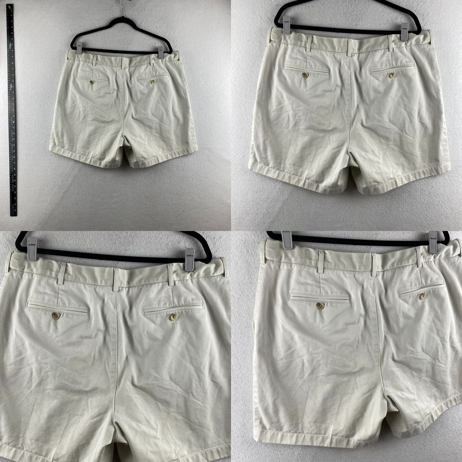 Lands' End Lands' End Shorts Mens 40 Beige Traditional Fit Chino Slash Pocket Pleated Front Size US 40 / EU 56 - 10 Thumbnail