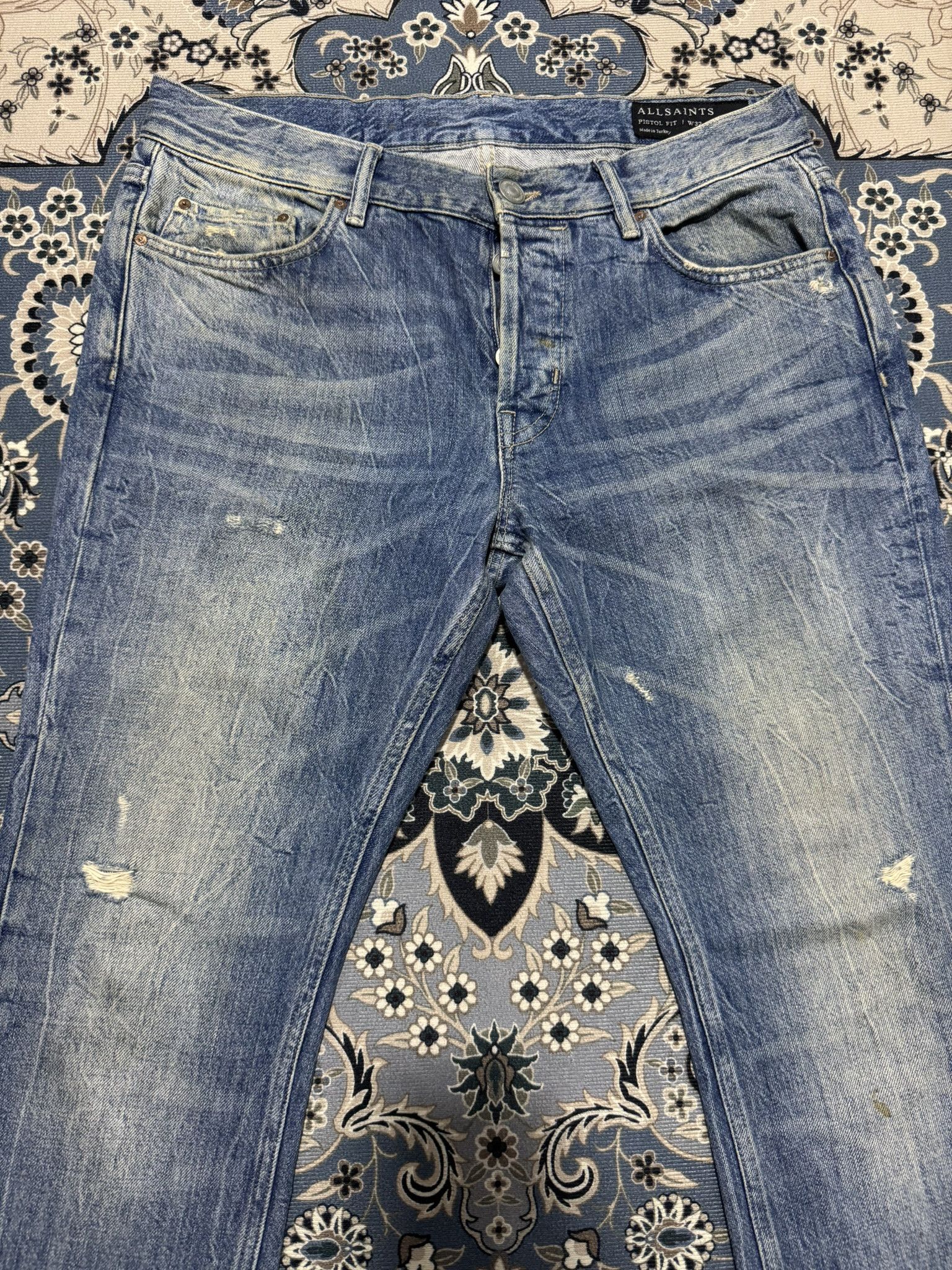 Allsaints × Japanese Brand ALLSAINT Pistol Fit Distressed Denim Jeans Size US 32 / EU 48 - 3 Thumbnail