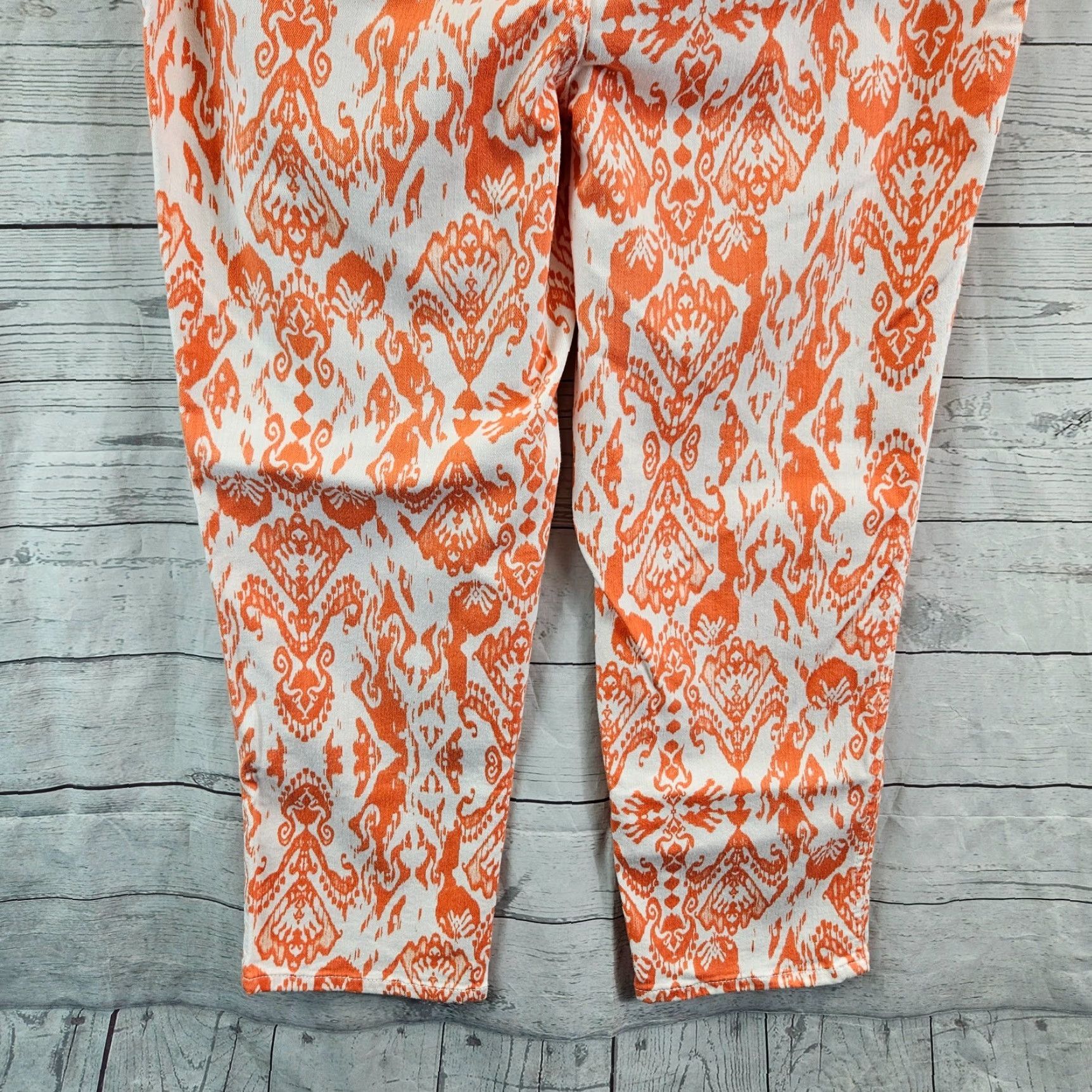 Vintage Chico's Womens Cropped Jeans Size 10 Orange White High Rise Cotton Blend Denim 24 Inseam Womens Size 32" / US 10 / IT 46 - 5 Thumbnail
