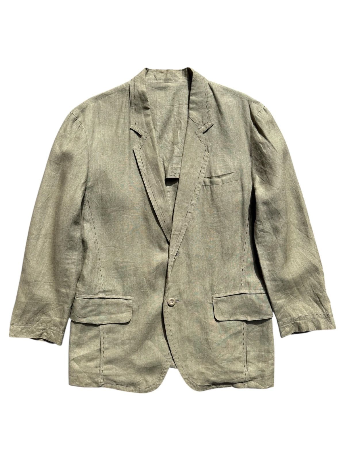 Issey Miyake Issey Miyake Tailored Linen Laurel Green Blazer Jacket Size 38R - 1 Thumbnail