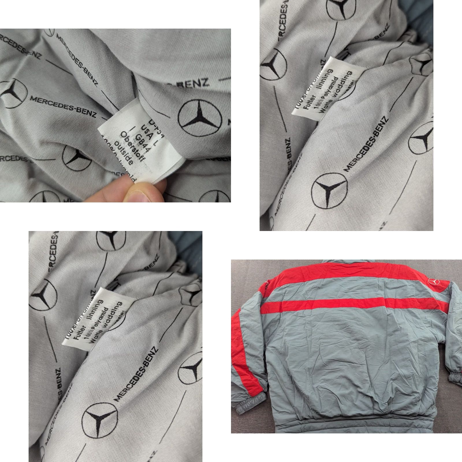 Mercedes-Benz VINTAGE ISC Mercedes-Benz LKW Jacket Large Gray Red Trucker Bomber Tactel Shirt Mens L Bomber Jacket Size US L / EU 52-54 / 3 - 9 Thumbnail
