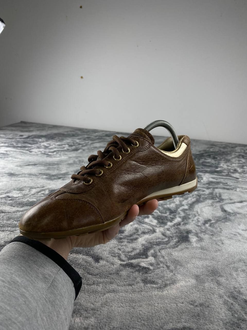 Prada Vintage Prada Leather Trainers Sneakers Women Size 36 Brown Size US 6 / IT 36 - 4 Thumbnail